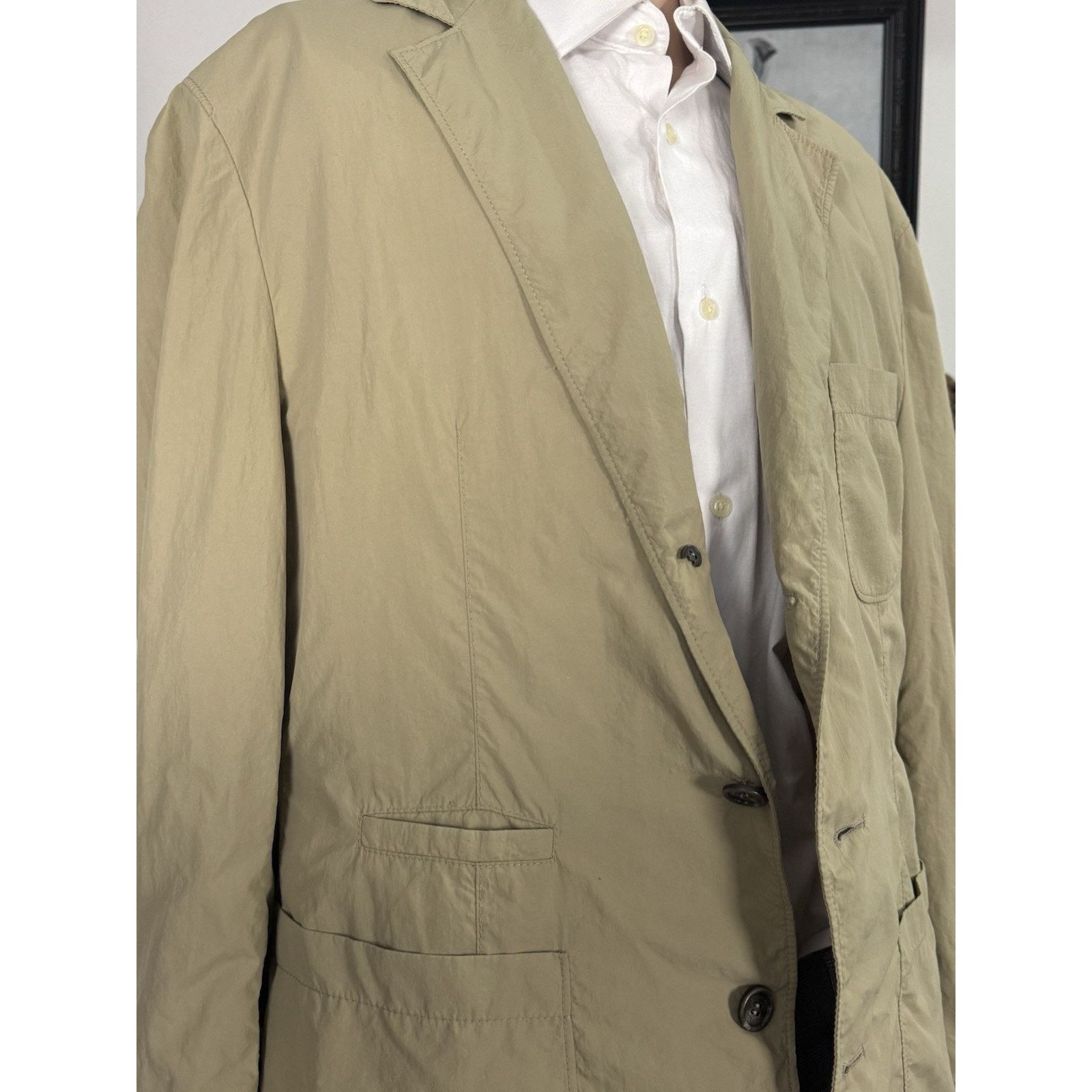 Brunello Cucinelli Brunello Cucinelli Nylon Khaki Blazer Sportcoat Safari 50/40 Size 38R - 5 Thumbnail