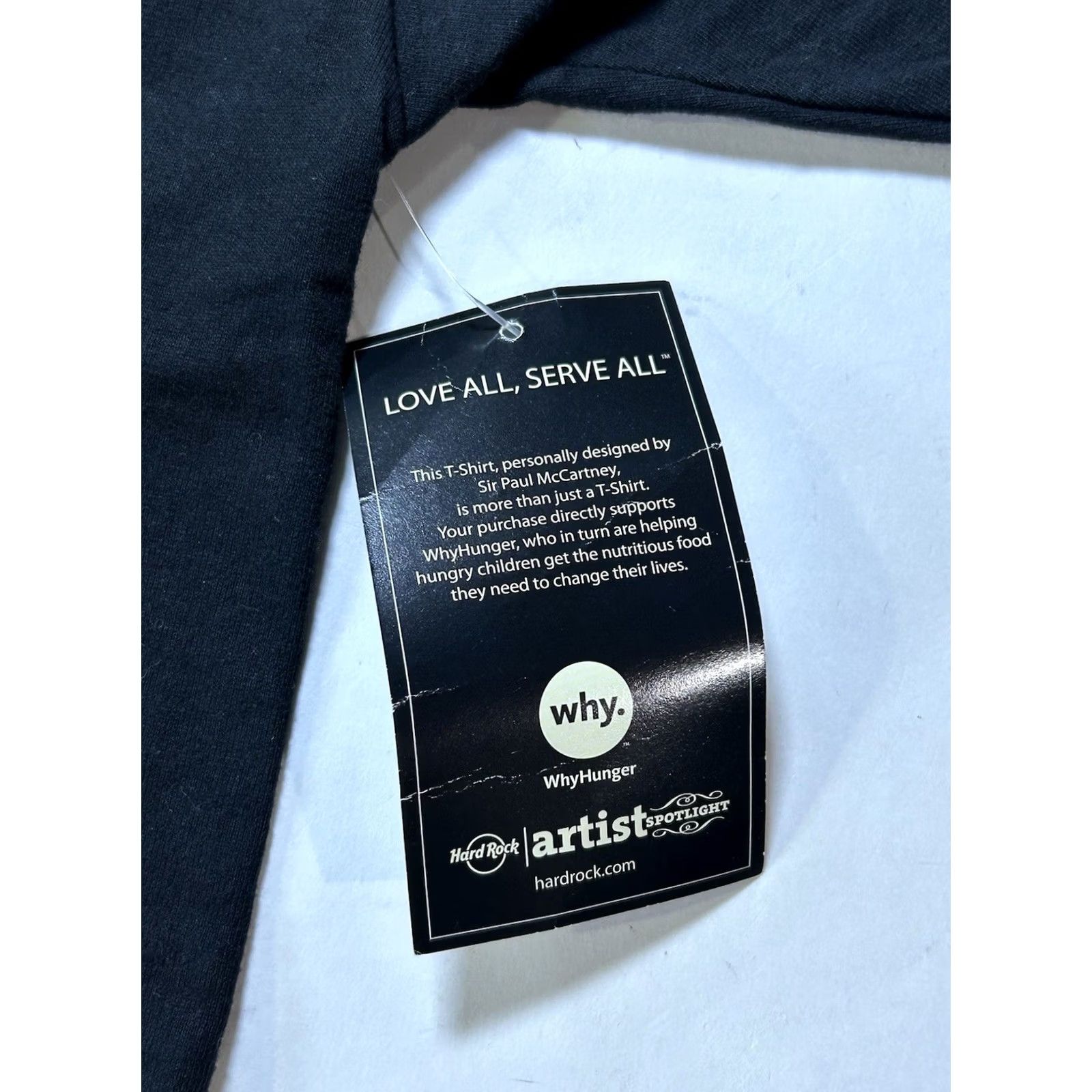 Hard Rock Cafe VINTAGE Paul McCartney Hard Rock Cafe Artist Spotlight Moon WHY HUNGER 2010 Medium Black Tee Unisex Adults Size US M / EU 48-50 / 2 - 5 Thumbnail