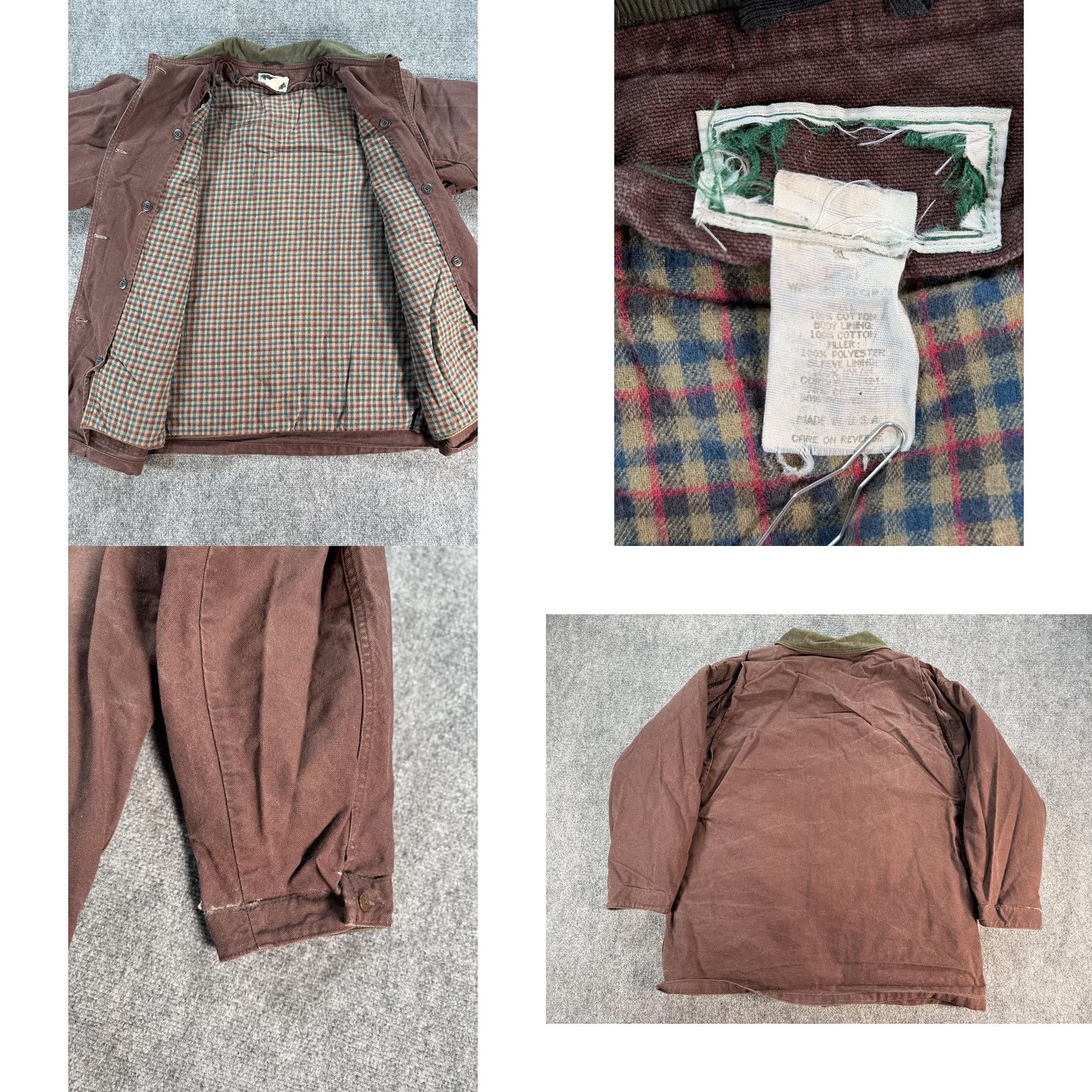 Vintage Vintage Barn Coat Mens XL Brown Jacket Corduroy Collar Plaid Lined 90s Hunting Jacket Overcoat Size US XL / EU 56 / 4 - 9 Thumbnail