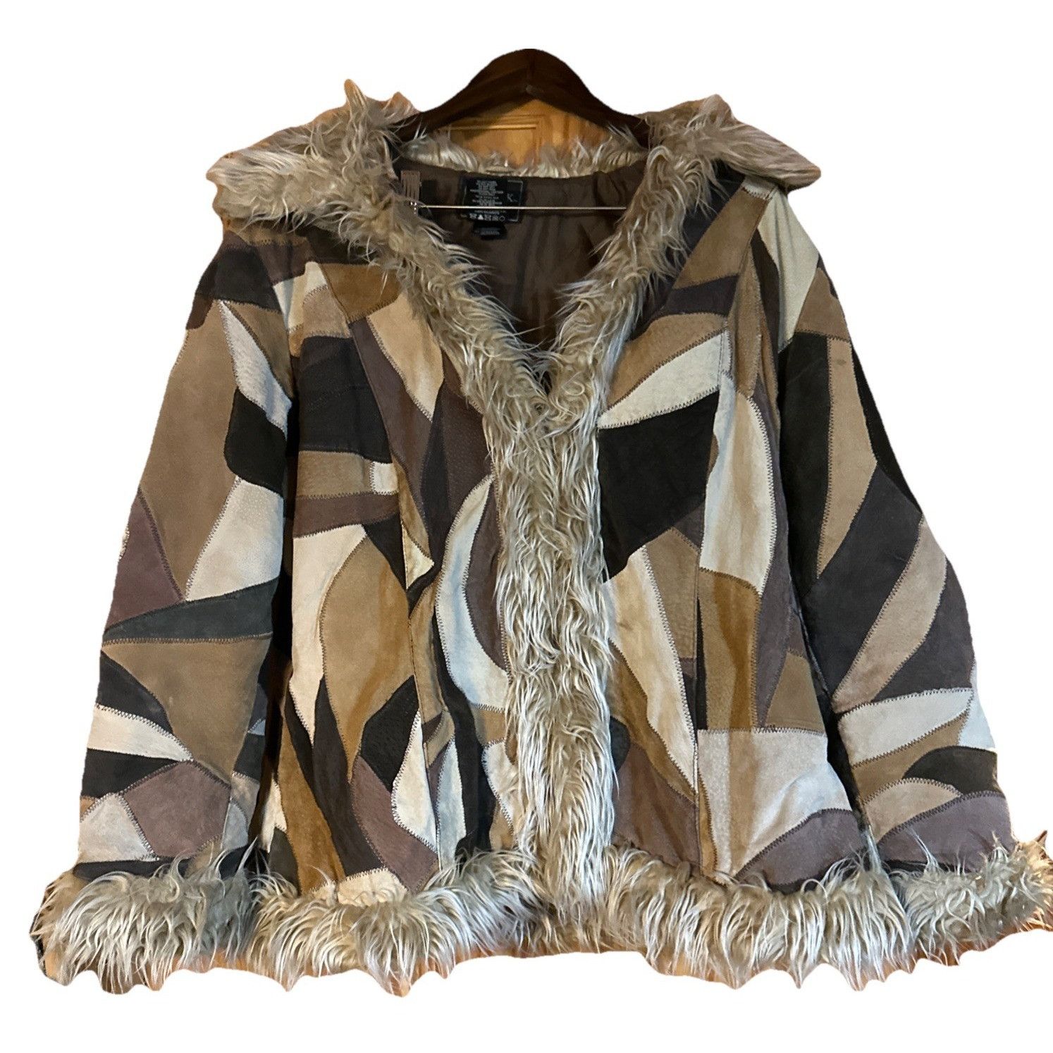 Other Outbrook Women's Leather Faux Fur Patchwork Brown 2X Jacket Size XXL / US 16-18 / IT 52-54 - 1 Thumbnail