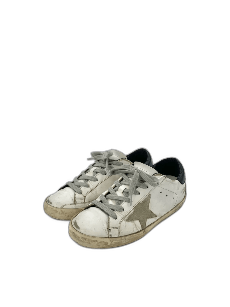 Golden Goose Golden Goose GGDB White dirty sneakers with metallic lettering lace-up leather casual sneakers, size 37 Size US 6 / IT 36 - 1 Thumbnail