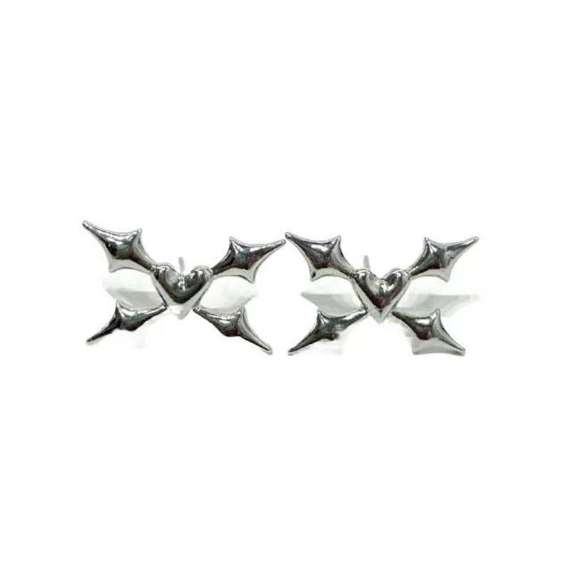 Jewelry Thorny Heart Retro Earrings One Pairs Chrome Jewelry Size ONE SIZE - 5 Thumbnail