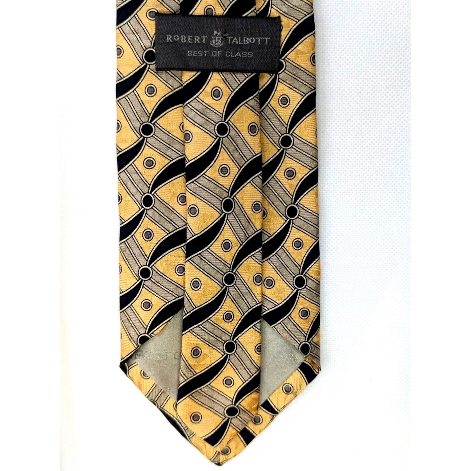 Robert Talbott Robert Talbott Best of Class Silk Necktie Geometric Black Gold 57" x 3.75" Silk青青草 Size ONE SIZE - 6 Thumbnail