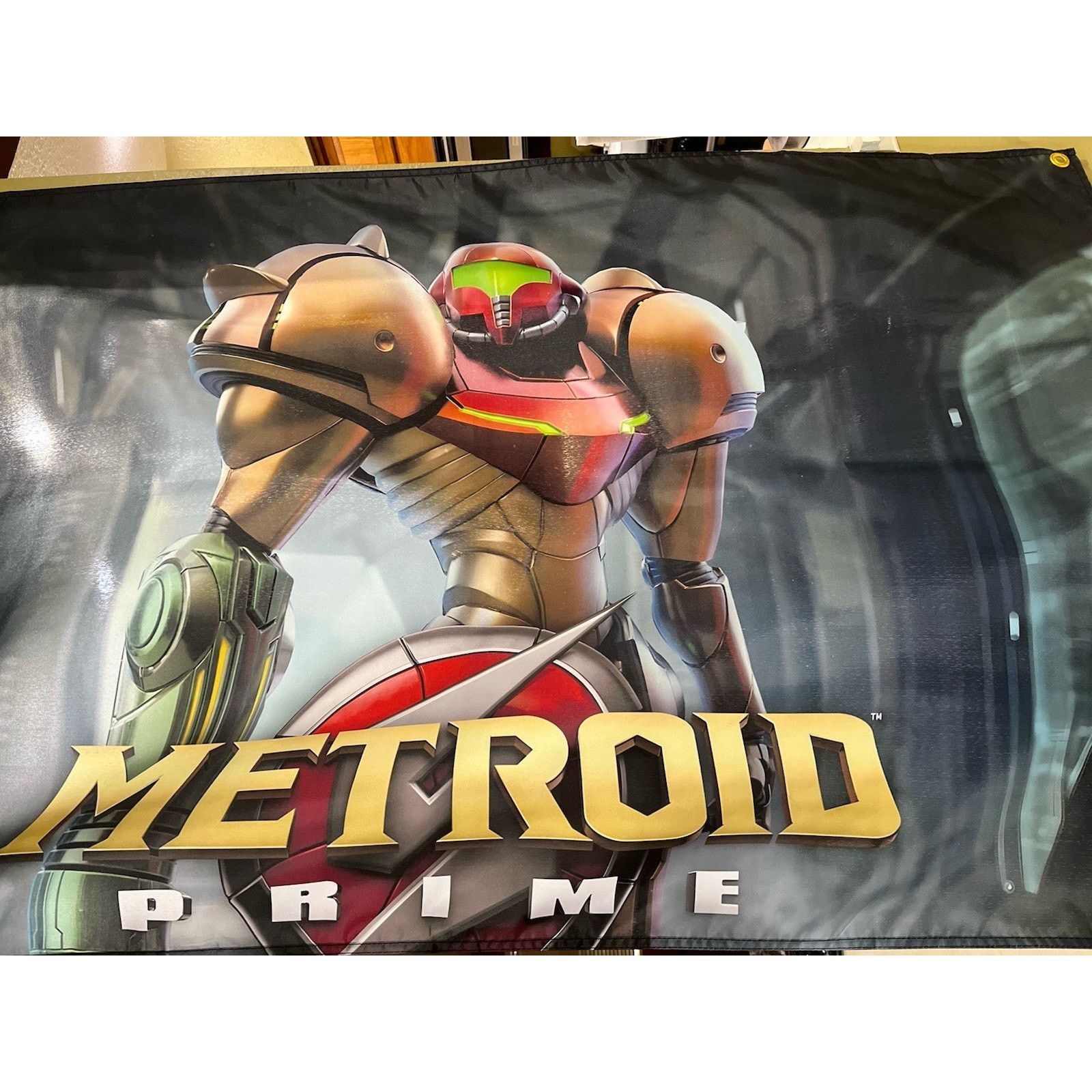 Nintendo Metroid Prime 5ft Samus Flag Nintendo Gamecube 2002 Banner Size ONE SIZE - 2 Thumbnail