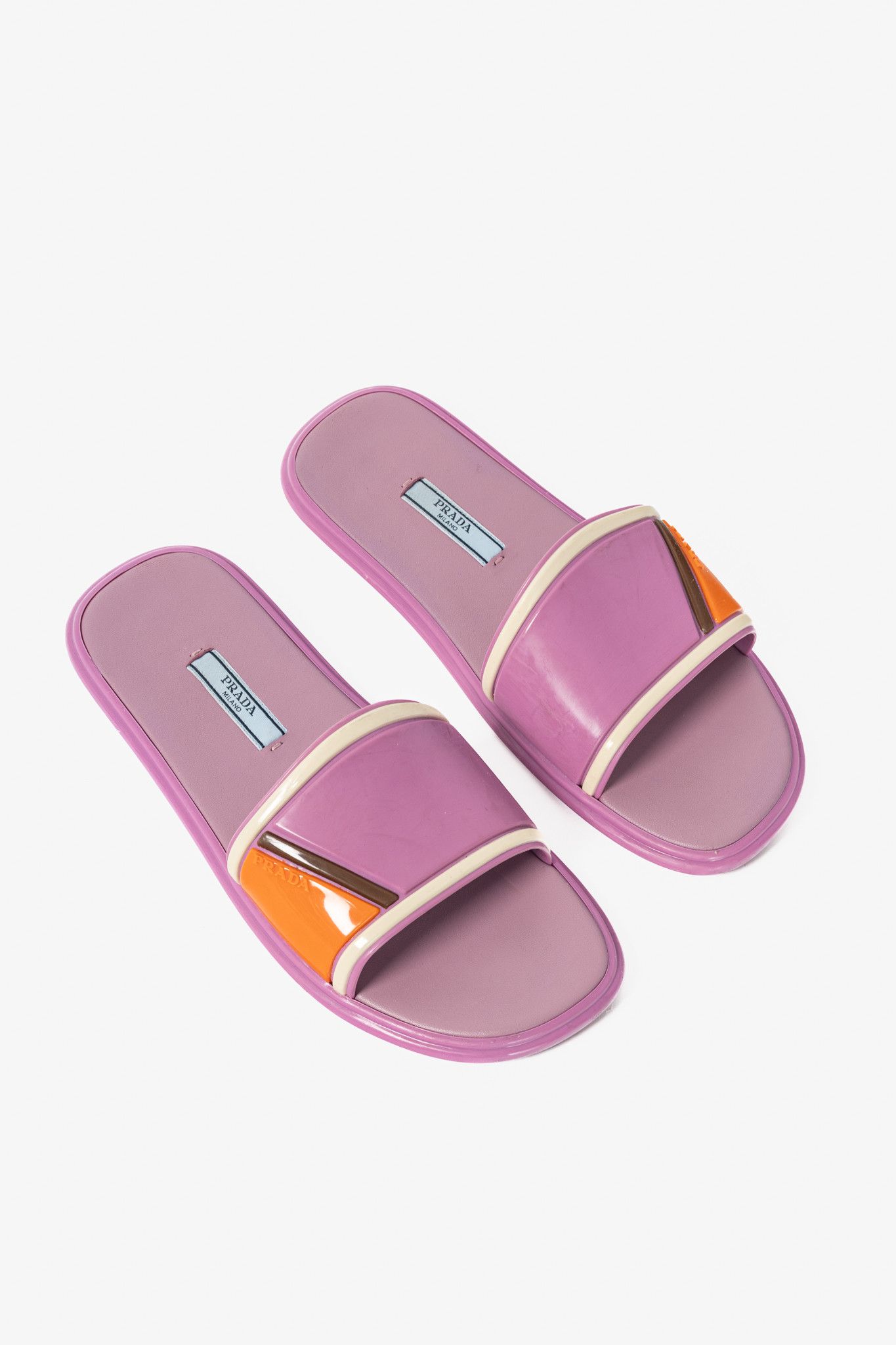 Prada Prada SS17 Runway Pink Color-Block Rubber & Leather Slides Size US 7.5 / IT 37.5 - 1 Thumbnail