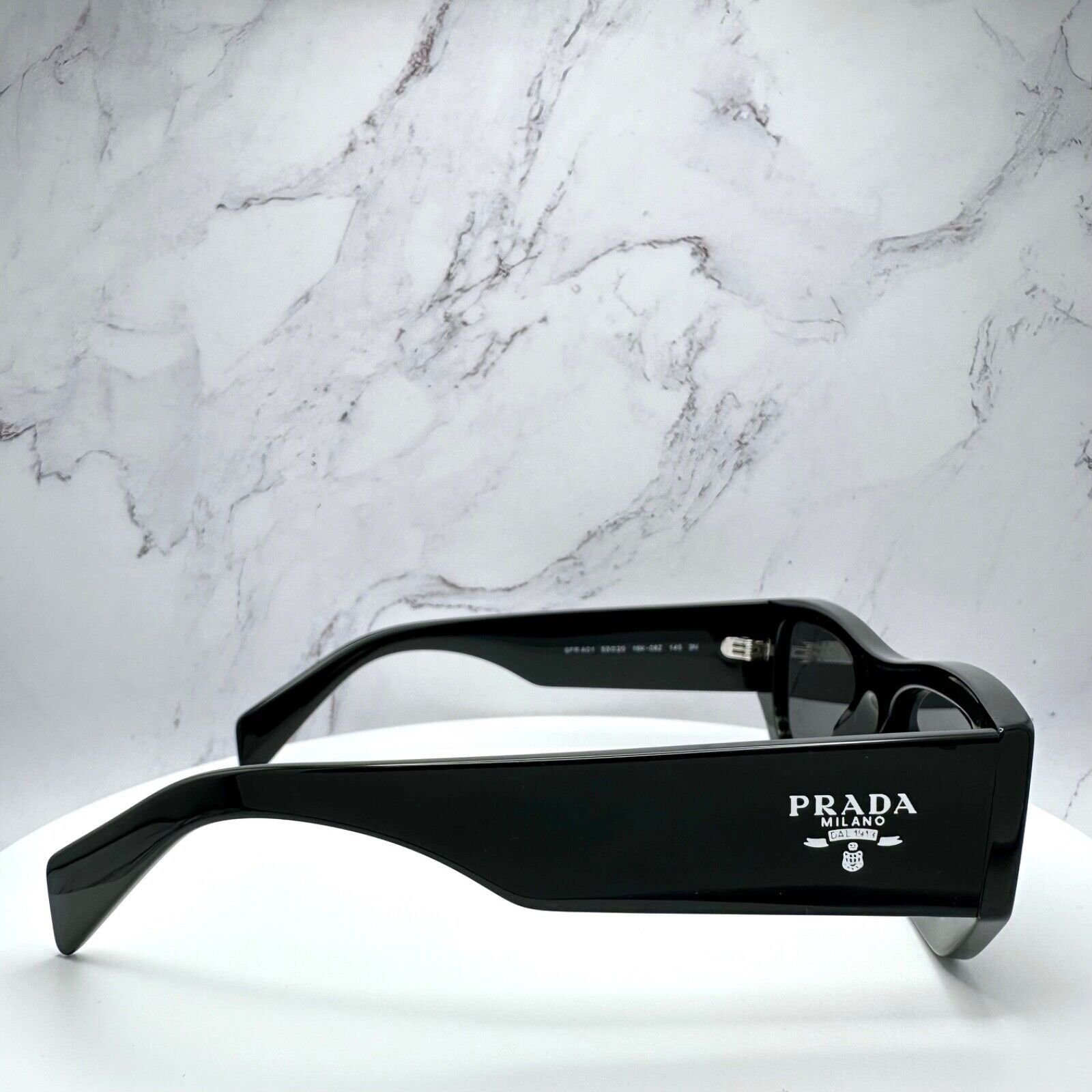 Prada PRADA Sunglasses Black Square PRADA MILANO Silver Logo Size ONE SIZE - 15 Thumbnail
