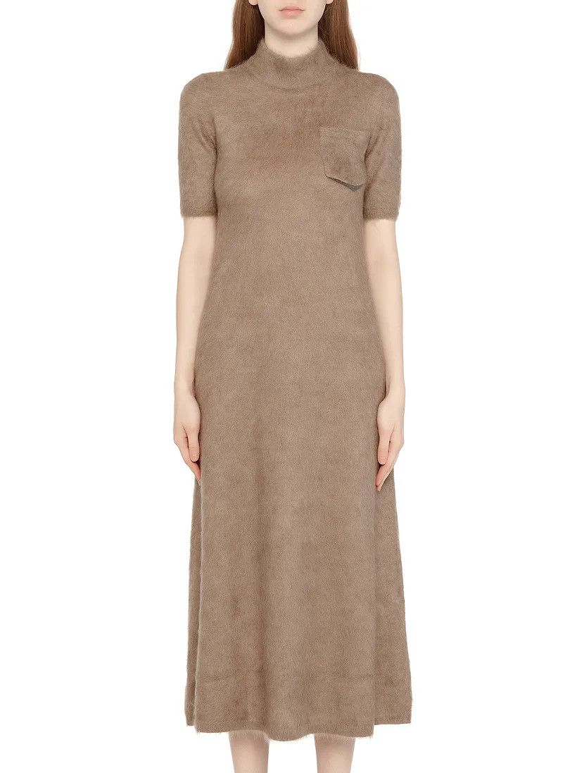 Brunello Cucinelli o1y0725 Midi Dress in Brown Size S / US 4 / IT 40 - 2 Thumbnail