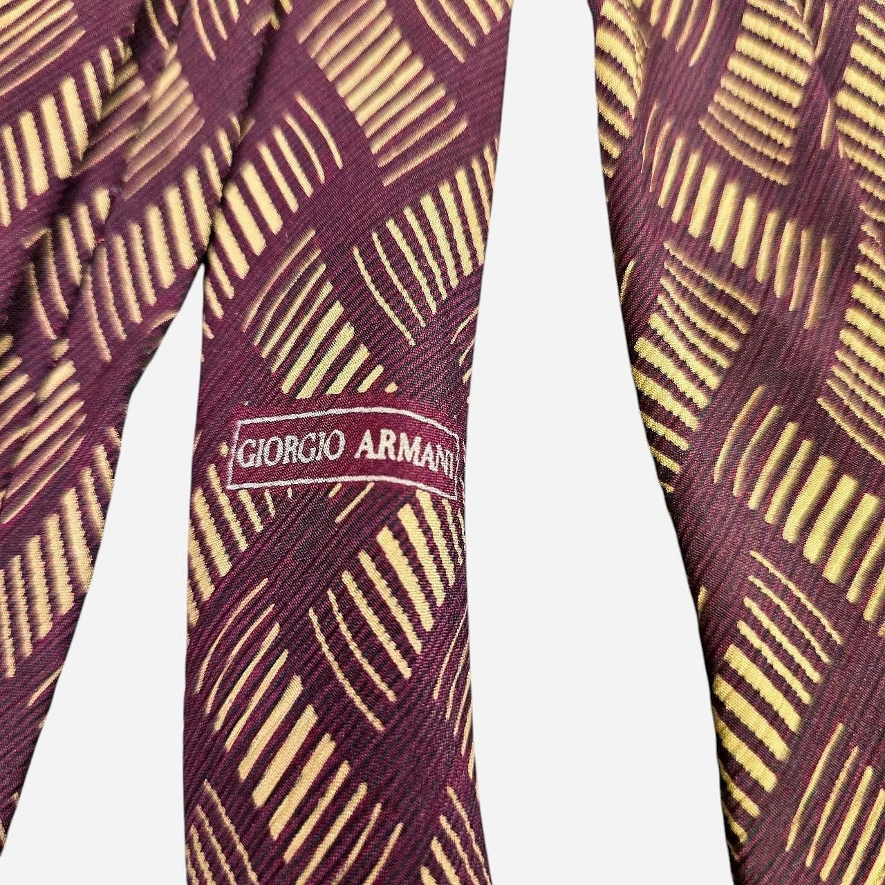 Giorgio Armani Vintage Giorgio Armani Burgundy and Tan Pattern Neck Tie Size ONE SIZE - 3 Thumbnail