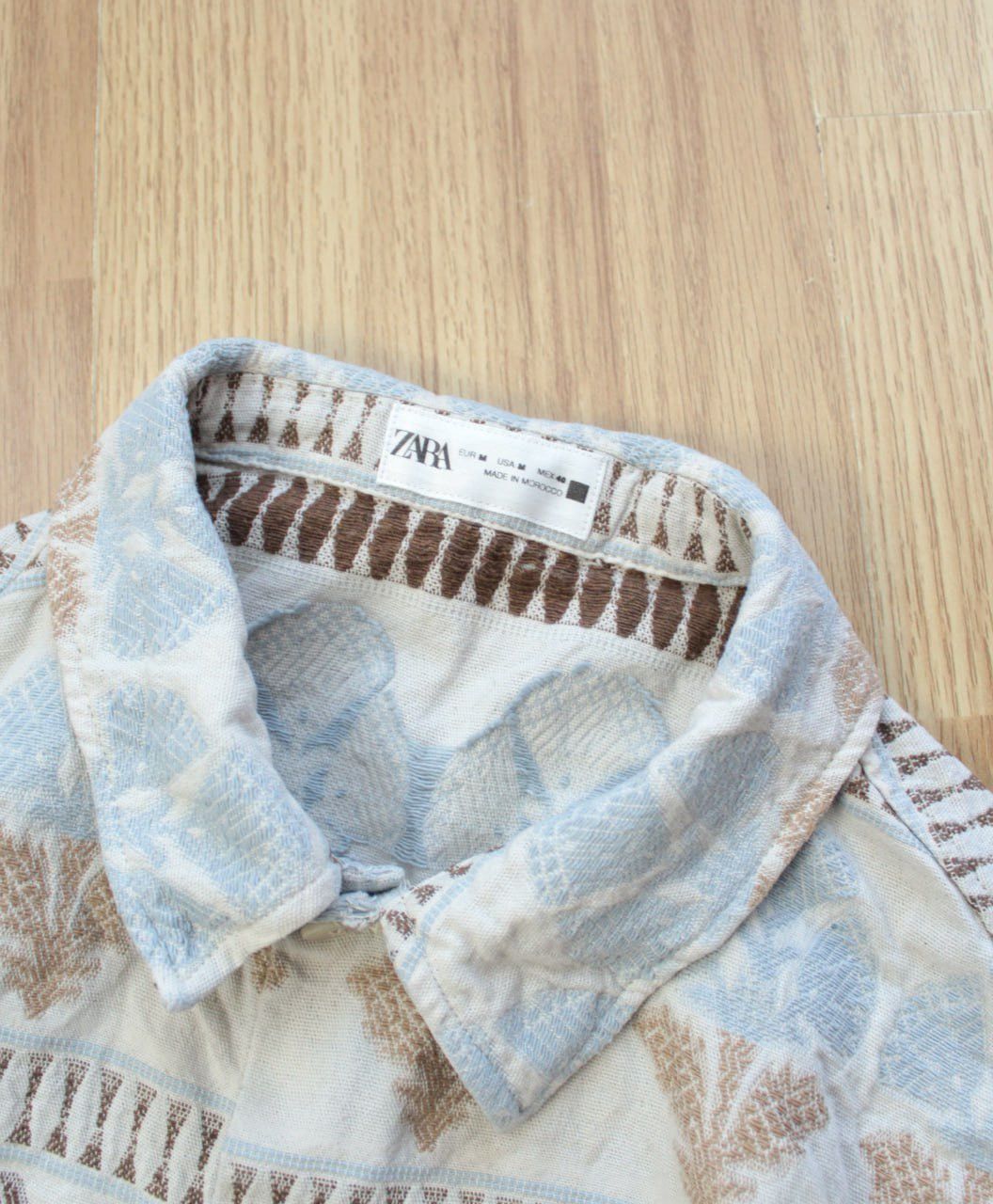 Zara 🔥 Zara Geometric Jacquard Shirt Ecru Beige Hawaiian Art Size US M / EU 48-50 / 2 - 5 Thumbnail