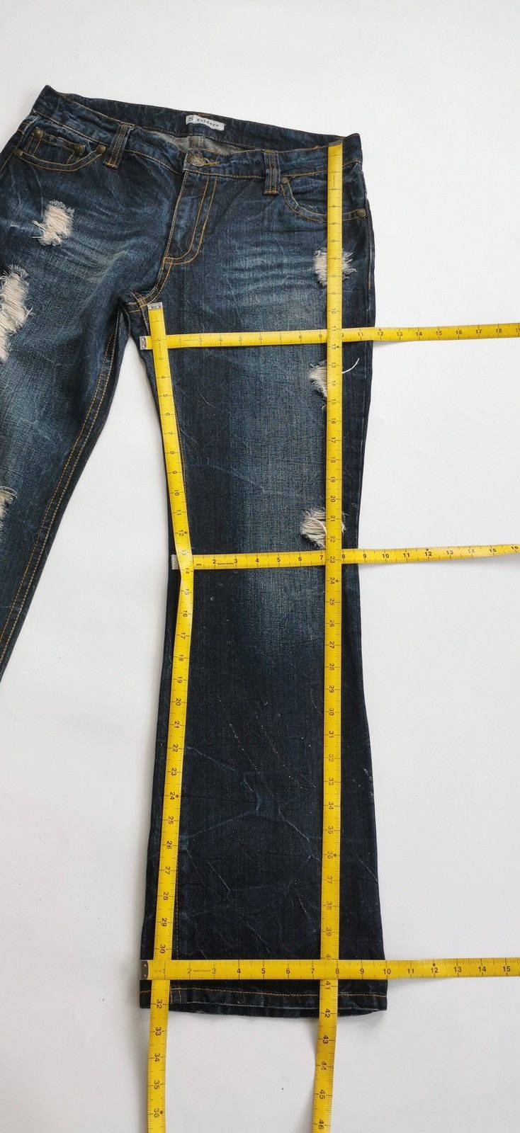Tornado Mart Sorridere Japan Bootcut Cross Poem Print Distressed Jeans Size US 34 / EU 50 - 12 Thumbnail
