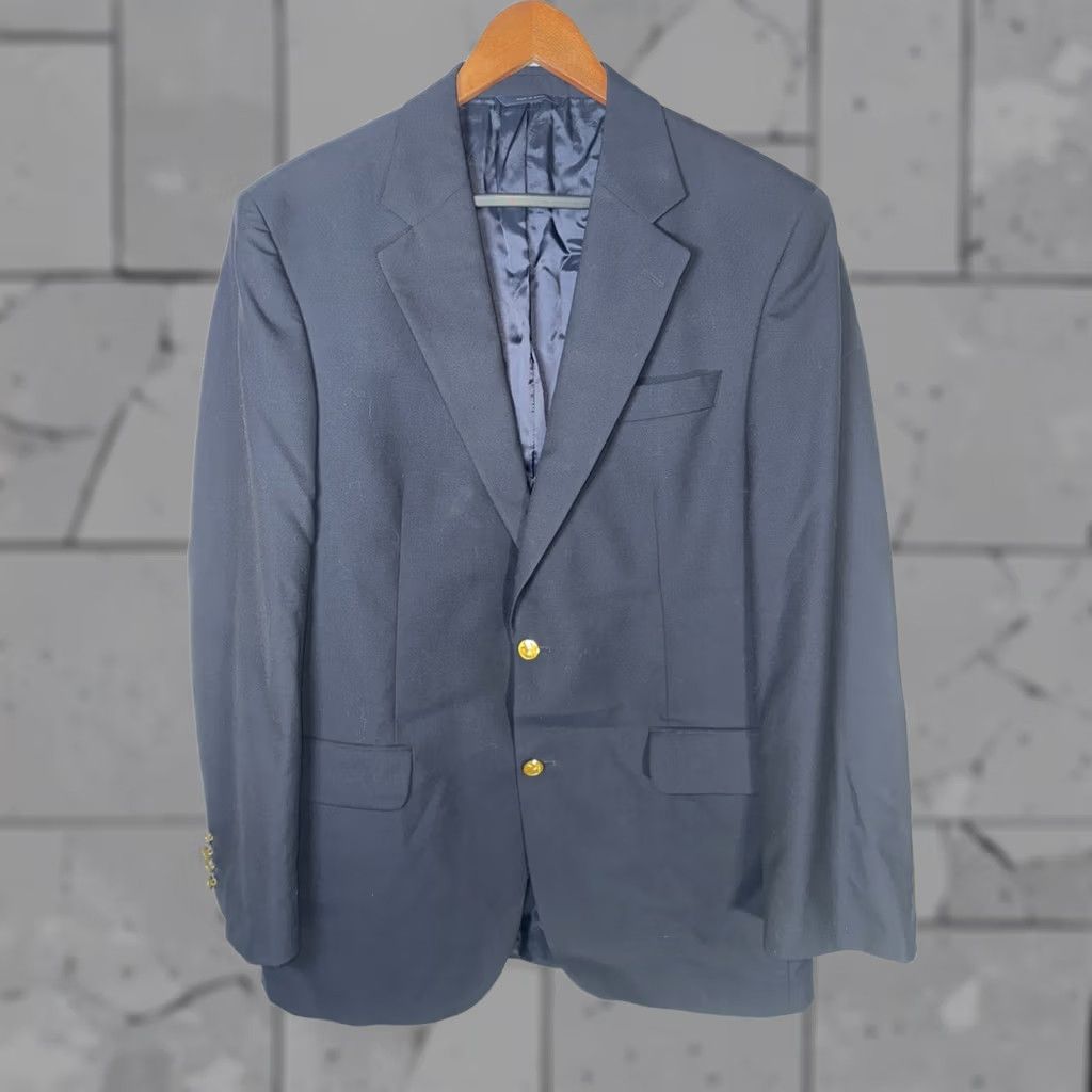 Brooks Brothers Brooks Brothers BROOKSEASE Navy Blue Loro Piana Wool Coat Blazer 2 Button 41L Mens Size 42R - 1 Thumbnail