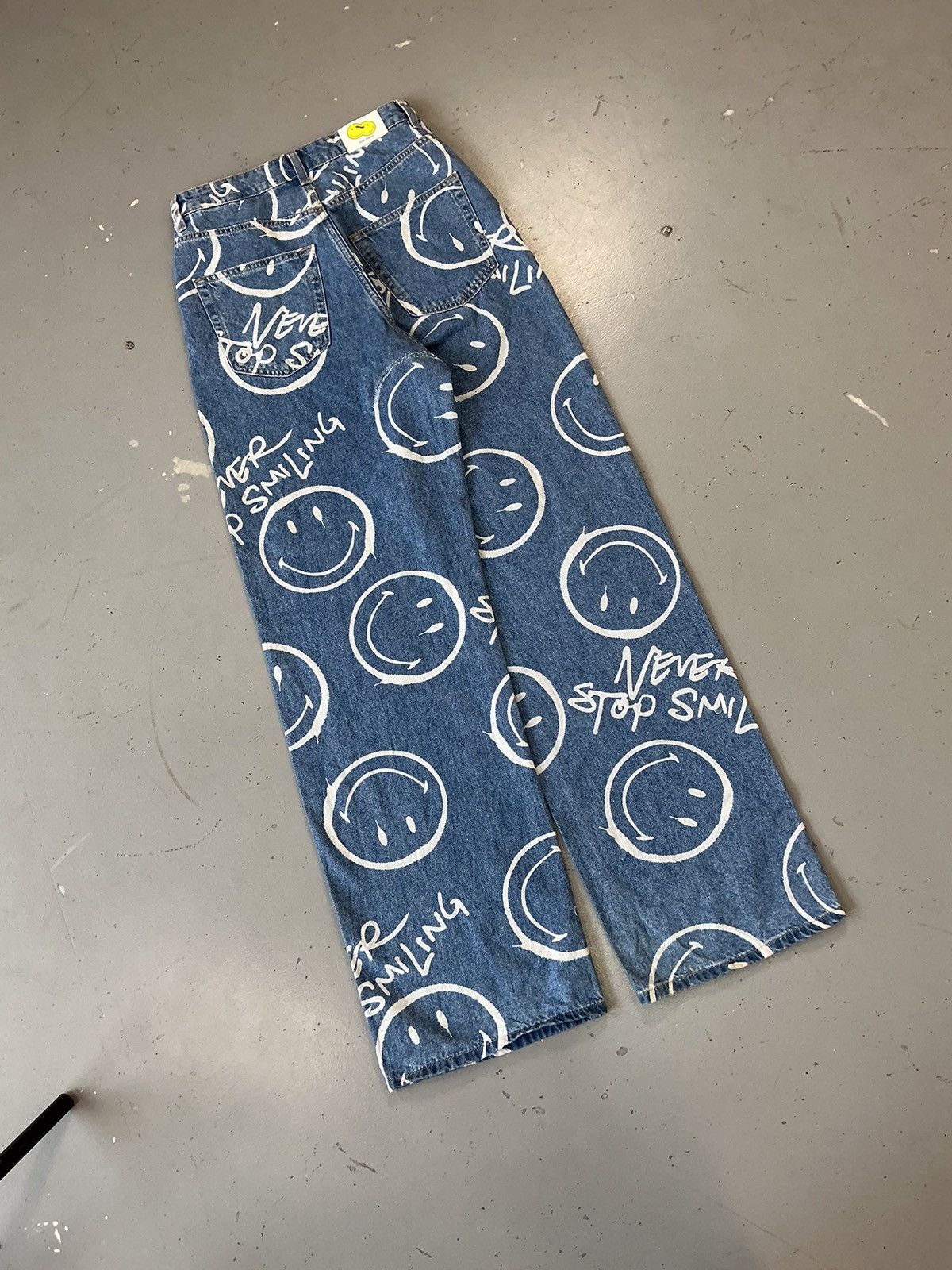 Designer × Vintage Vintage smiley crazy smiles printed denim Size 28" / US 6 / IT 42 - 10 Thumbnail