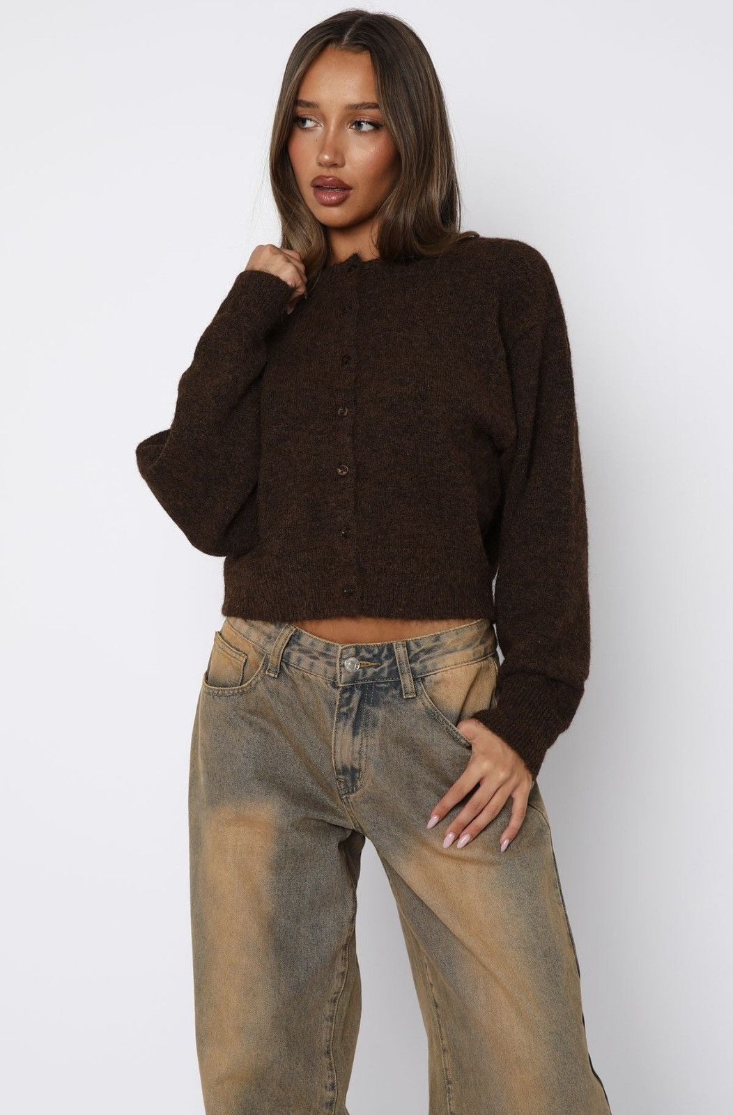 Other White Fox Boutique Soft brown knit cardigan Size XS / US 0-2 / IT 36-38 - 2 Thumbnail