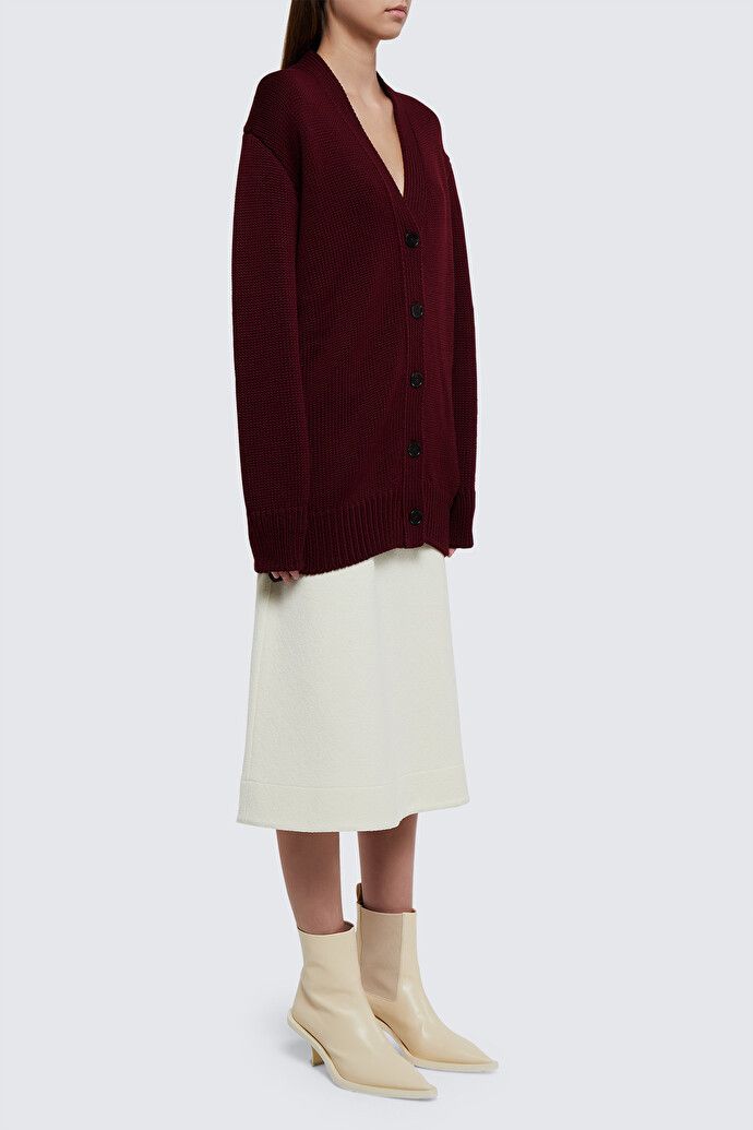 Jil Sander o1y1025 Cardigan in Burgundy Size XS / US 0-2 / IT 36-38 - 4 Thumbnail