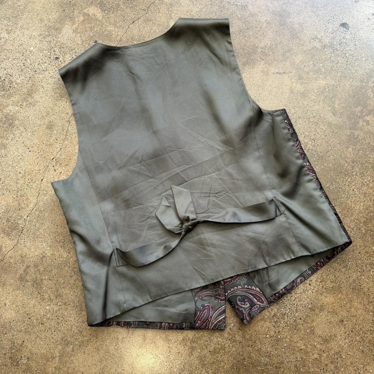 Designer Green Jacquard Paisley Vest Size L / US 10 / IT 46 - 6 Thumbnail