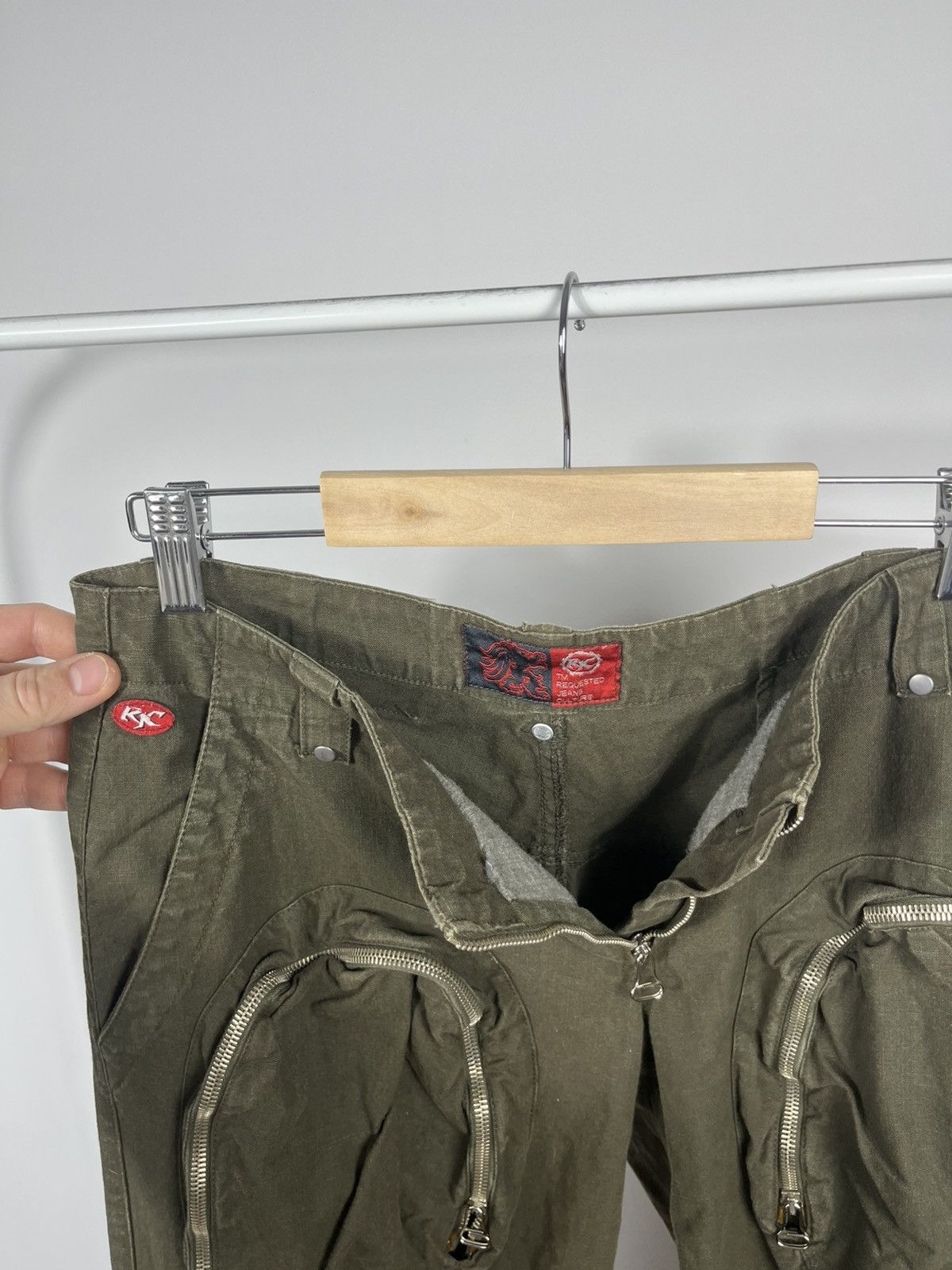 Other Avant-Garde Olive Cargo Pants Zip Pocket Strap Design Size US 31 - 4 Thumbnail