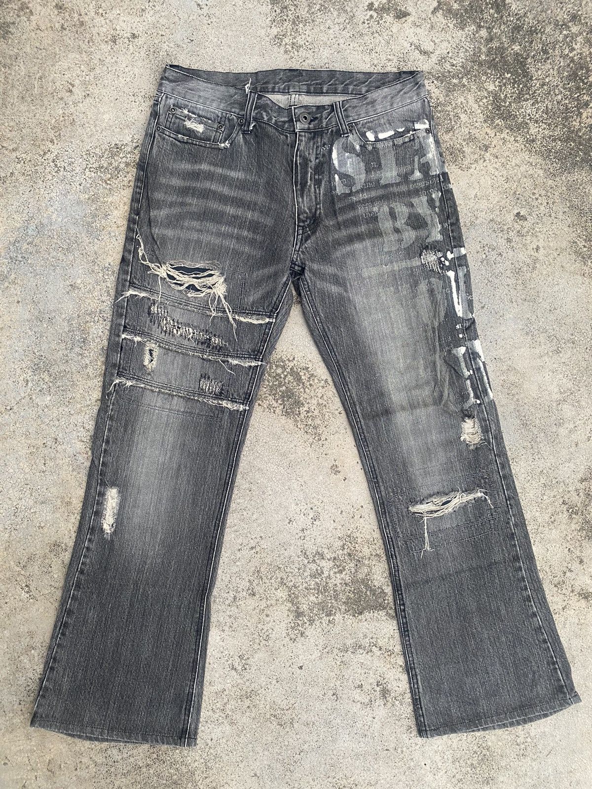 If Six Was Nine × Japanese Brand × Le Grande Bleu (L.G.B.) Flare Jeans Rupert Edge Distressed Hagi Painted Bootcut Size US 30 / EU 46 - 3 Thumbnail