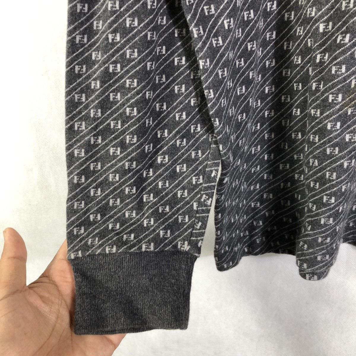 Fendi × Vintage Vintage Fendi FF Monogram Polo Long-sleeves Tshirt Size US L / EU 52-54 / 3 - 8 Thumbnail
