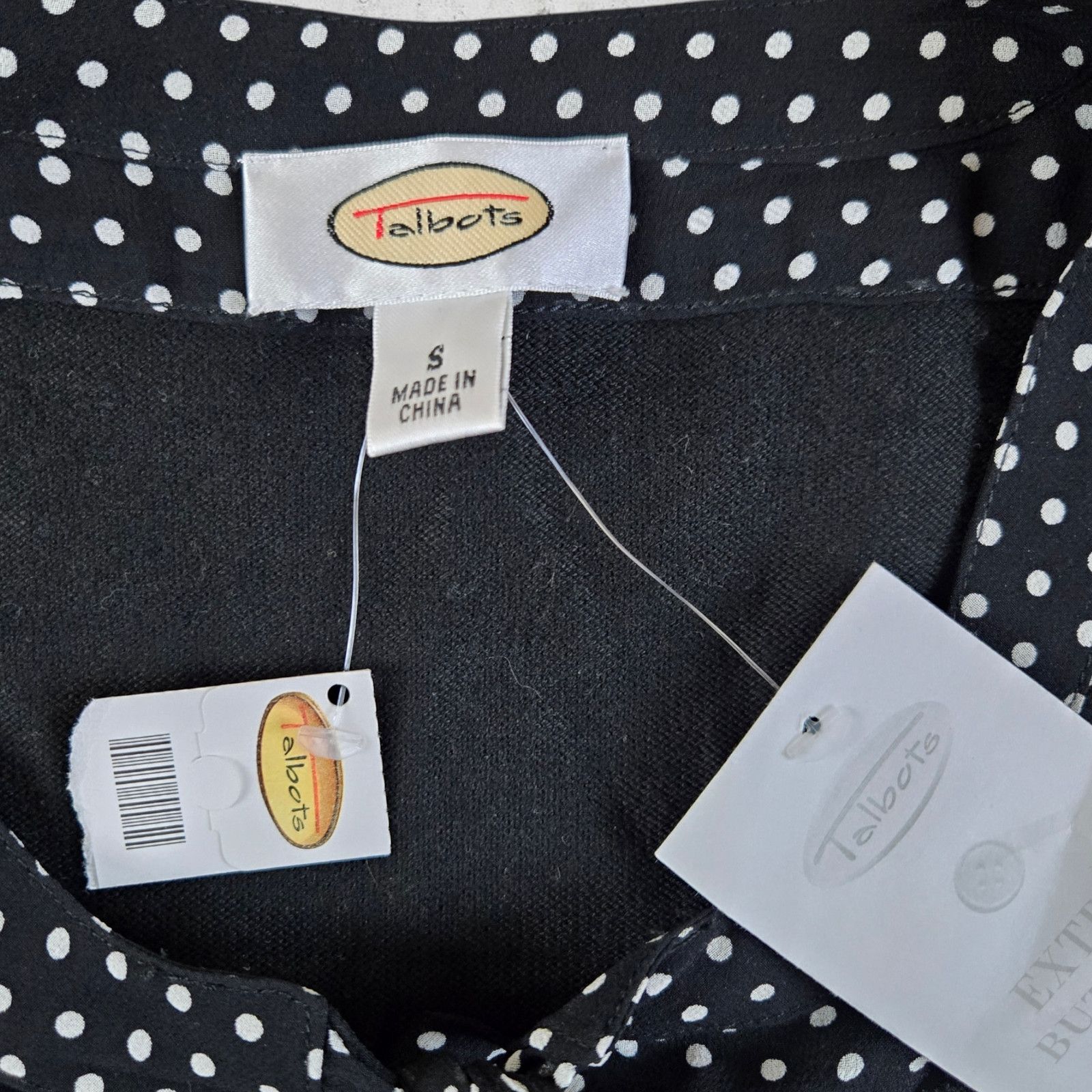 Vintage 90s Talbots Black Polka Dot Silk Blend Blouse Size Small Size S / US 4 / IT 40 - 6 Thumbnail