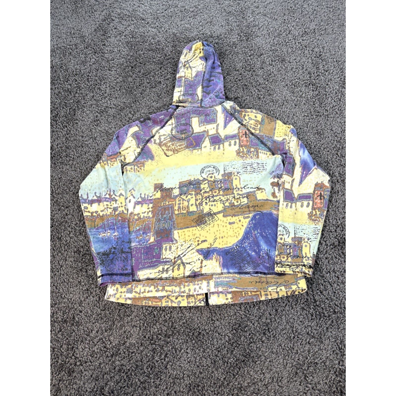 Vintage VINTAGE Chico's Hoodie Womens Large All Over Artsy City Purple Full Zip 90s Womens Size L / US 10 / IT 46 - 5 Thumbnail