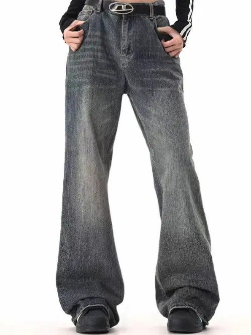 Japanese Brand Men's trendy washed distressed flared jeans Size US 32 / EU 48 - 4 Thumbnail