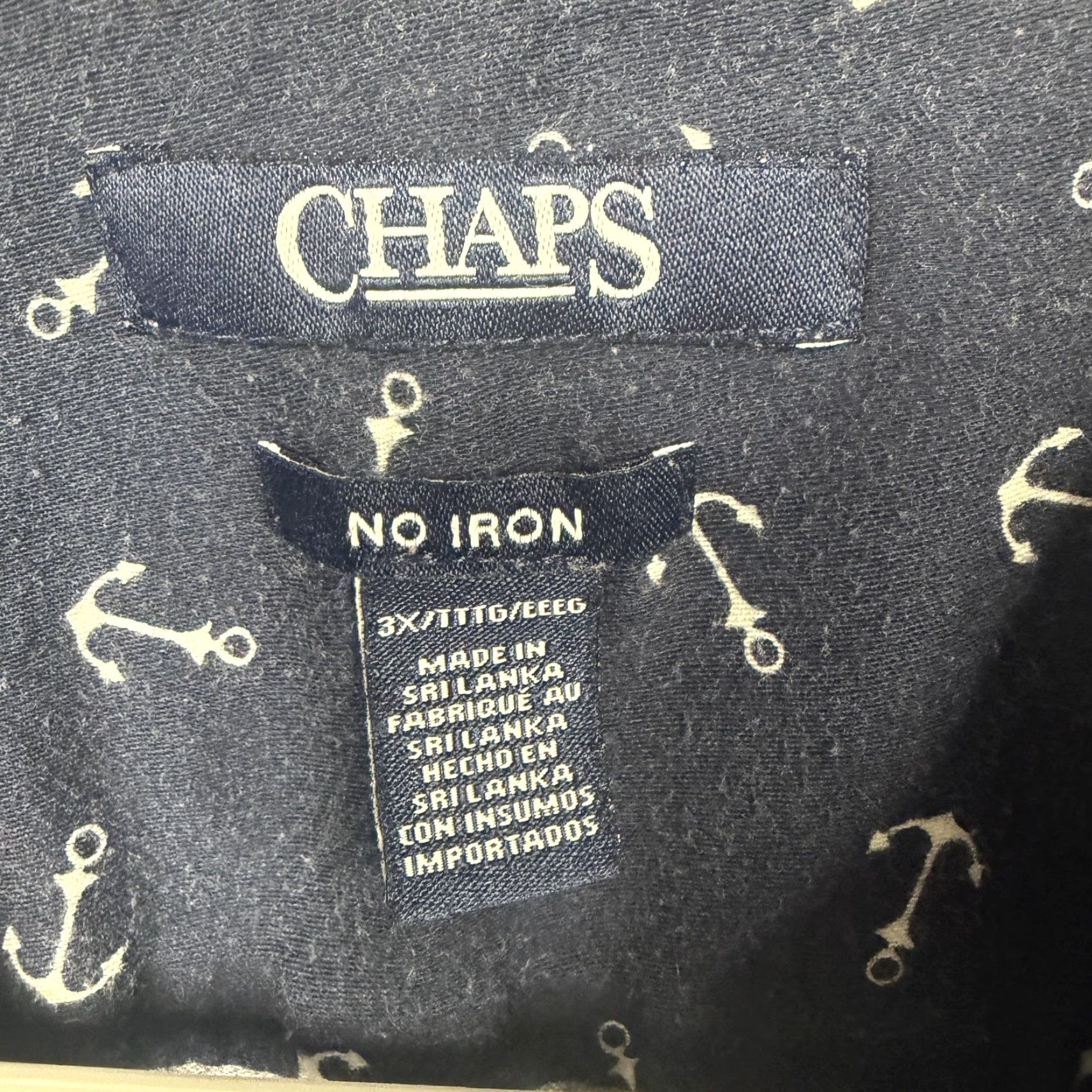 Chaps Chaps Shirt 3X Plus Blue Button-Up Cotton Nautical Anchor Graphic Print Non-Iron Casual Resort Coastal Preppy Layering Womens Size XXL / US 16-18 / IT 52-54 - 5 Thumbnail