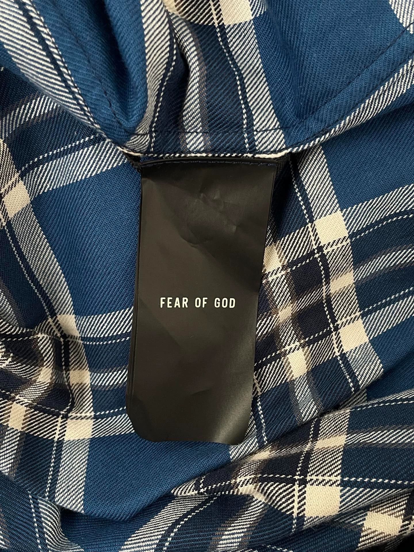 Fear of God Fear of God S6 Blue White Check Henley Shirt S New w/ Tags Size US S / EU 44-46 / 1 - 4 Thumbnail