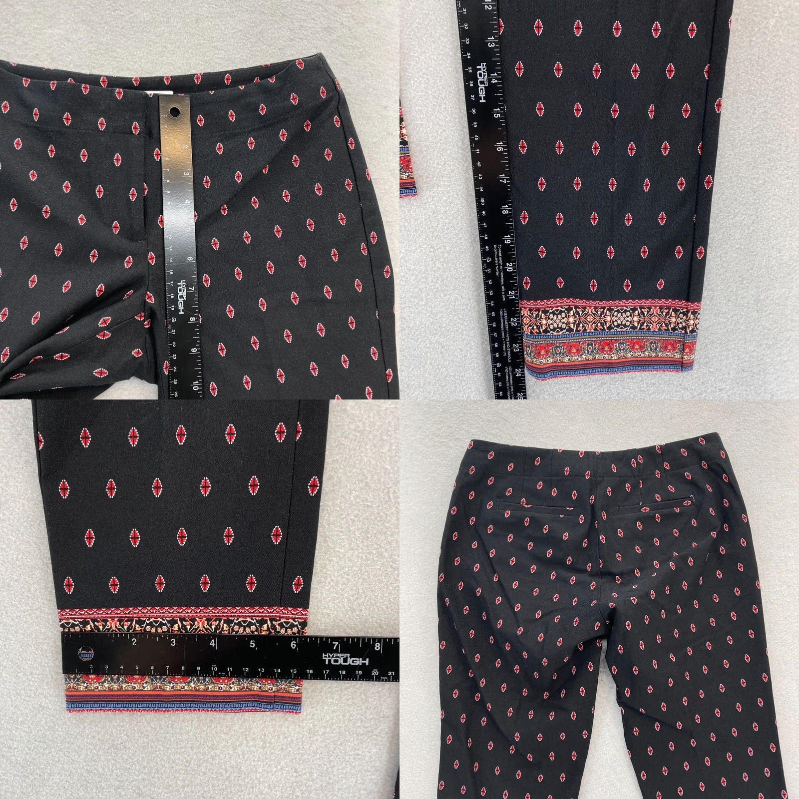 J. Jill J. Jill Premium Bistretch Printed Crop Pants Women's 2P Black Career Office NWT Size 26" / US 2 / IT 38 - 8 Thumbnail