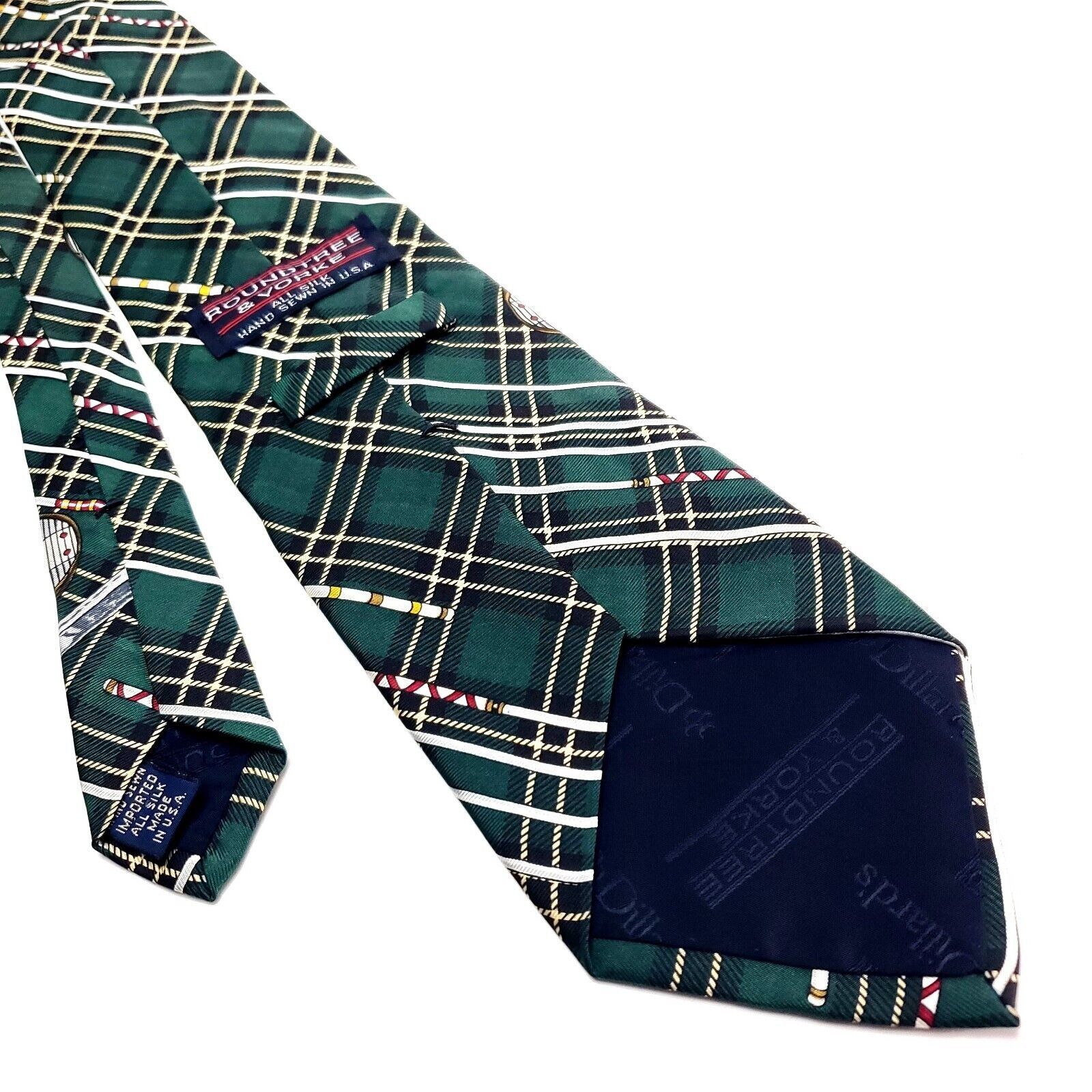 Roundtree & Yorke Roundtree & Yorke Green Silk Tie Woven Glen Check Golf Club Size ONE SIZE - 3 Thumbnail