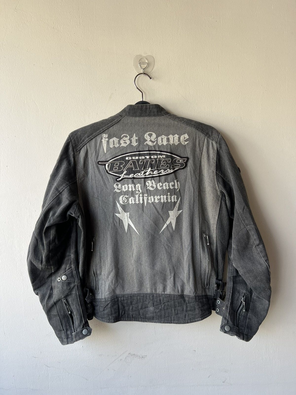 Kadoya Vintage Y2K BATES Distressed Faded Denim Moto Jacket Size US L / EU 52-54 / 3 - 2 Thumbnail