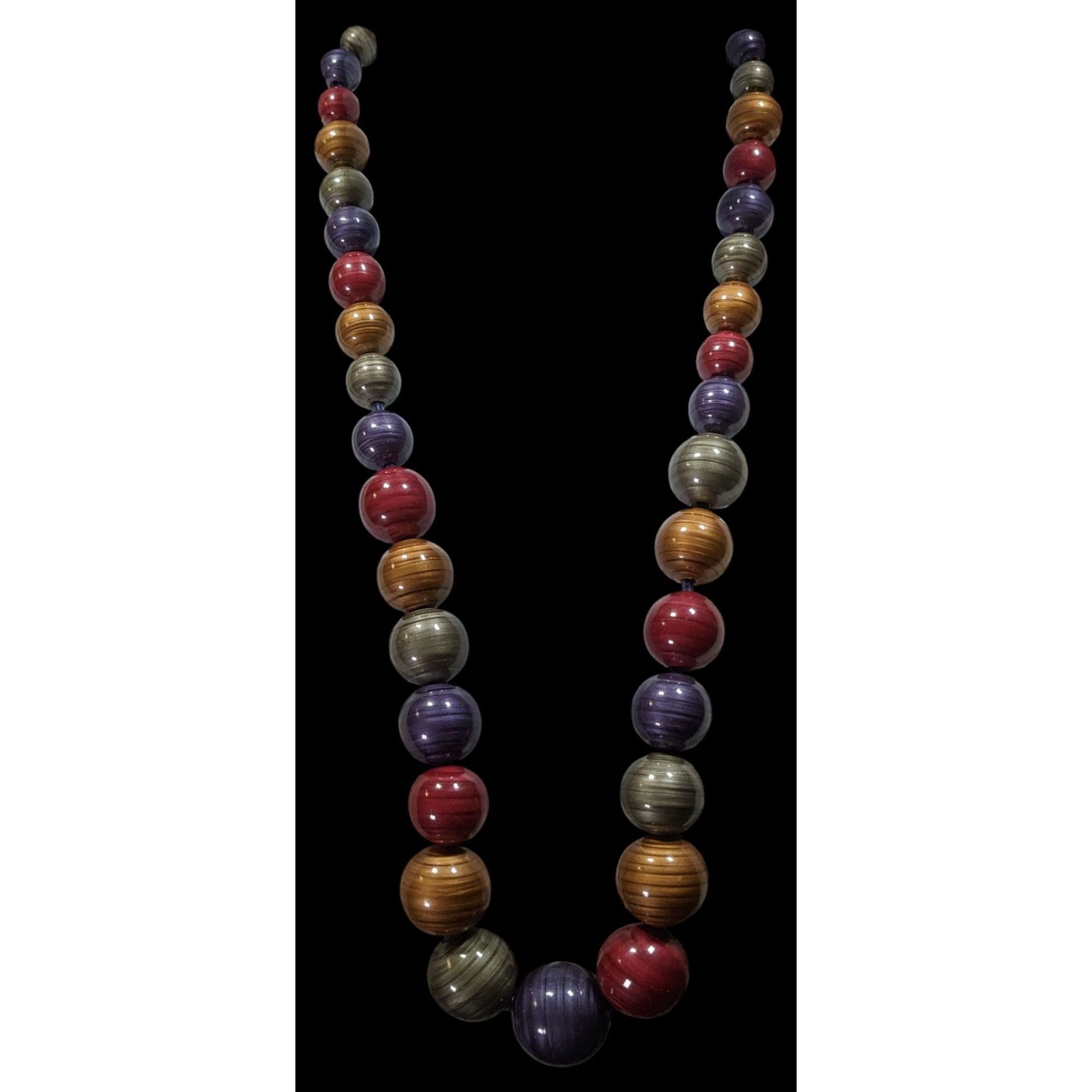 Other Vintage Jewel Tone Metallic Swirl Beaded Necklace Size ONE SIZE - 2 Thumbnail