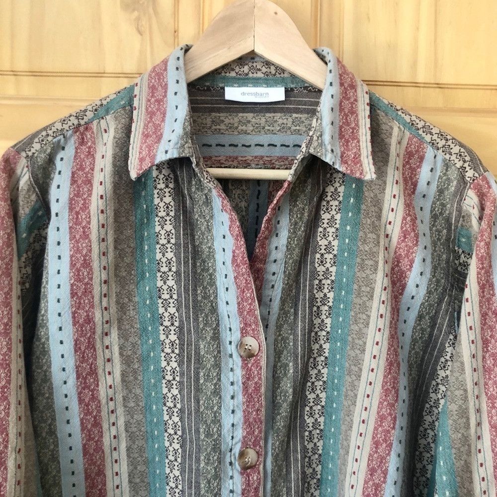 Vintage Vintage Dressbarn Calico Stripe Button Front Shirt Size 1X Size XL / US 12-14 / IT 48-50 - 3 Thumbnail