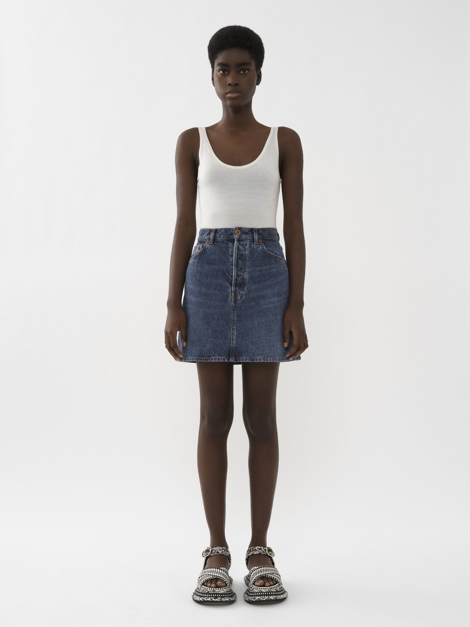 Chloe o1loc1c0425 CHC22 Mini Skirt in Dusky Blue Size 28" / US 6 / IT 42 - 3 Thumbnail