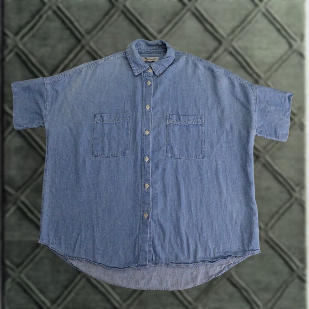 Madewell VINTAGE MADEWELL Shirt Womens Small Chambray Cap Sleeve Front Pocket Cotton Linen Size S / US 4 / IT 40 - 1 Thumbnail