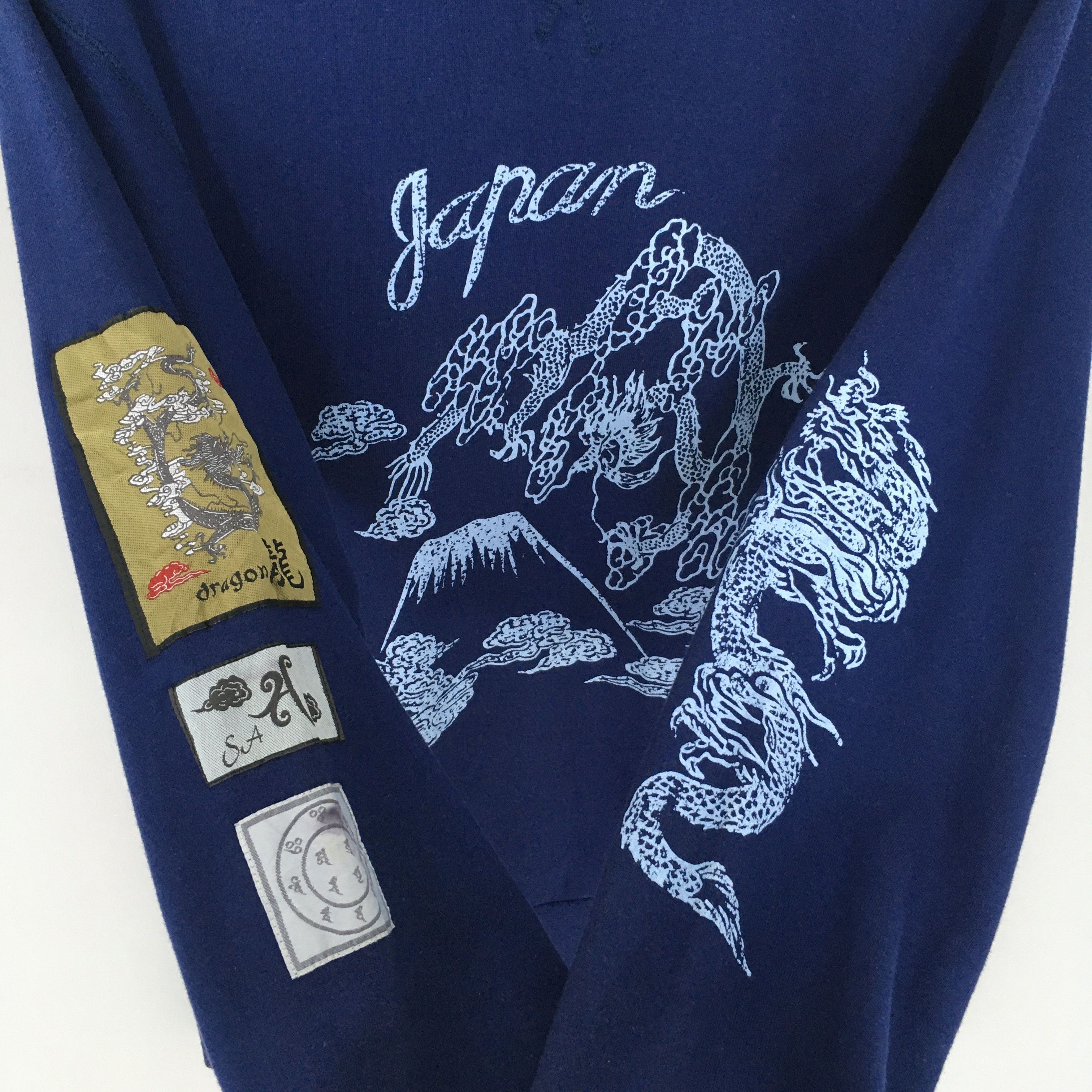Japanese Brand × Vintage Vintage 90s Sukajan Dragon Japan Blue Sweatshirt Medium Size US M / EU 48-50 / 2 - 5 Thumbnail