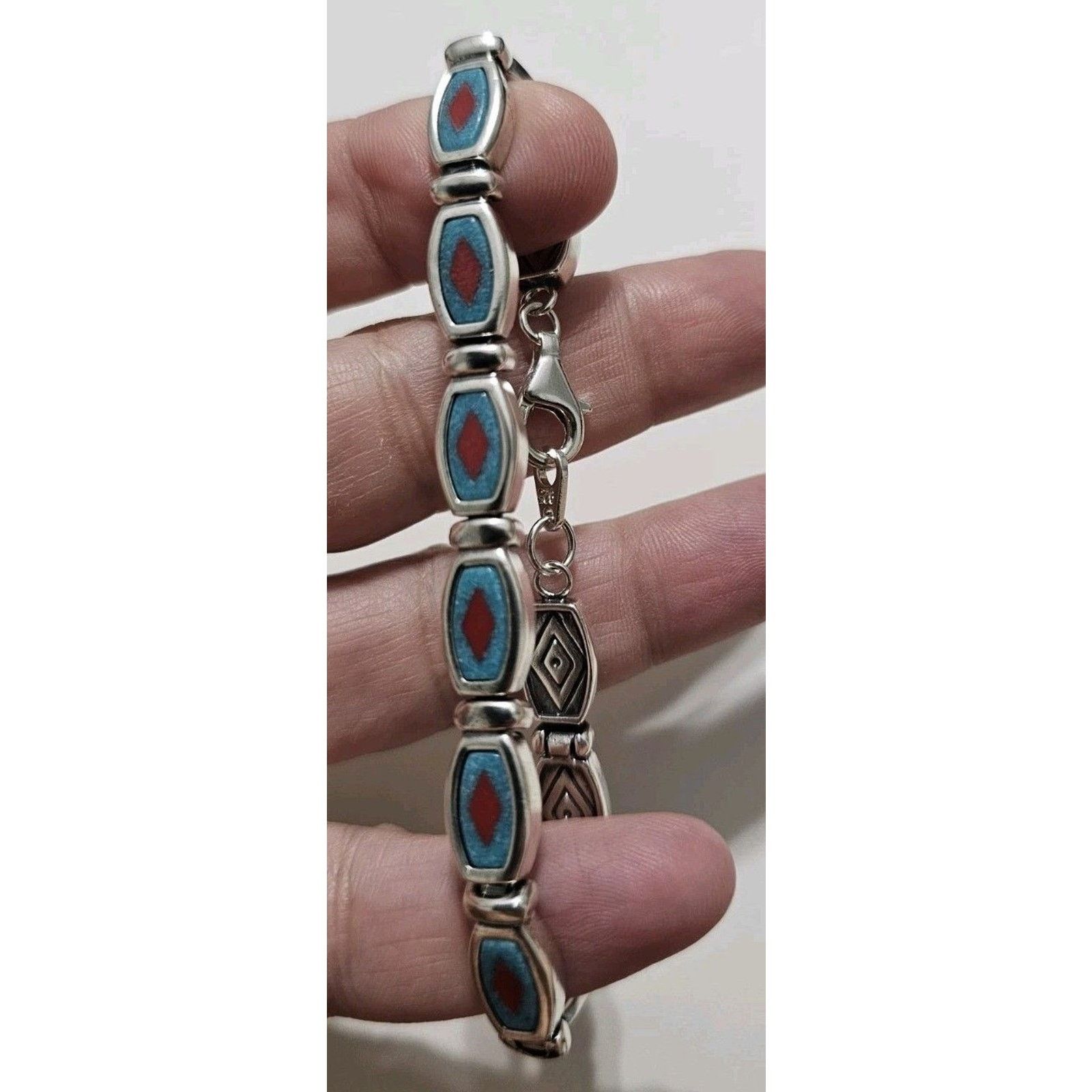 Other Vintage Western Sterling Silver Bracelet 925 Turquoise Gem Size ONE SIZE - 8 Thumbnail