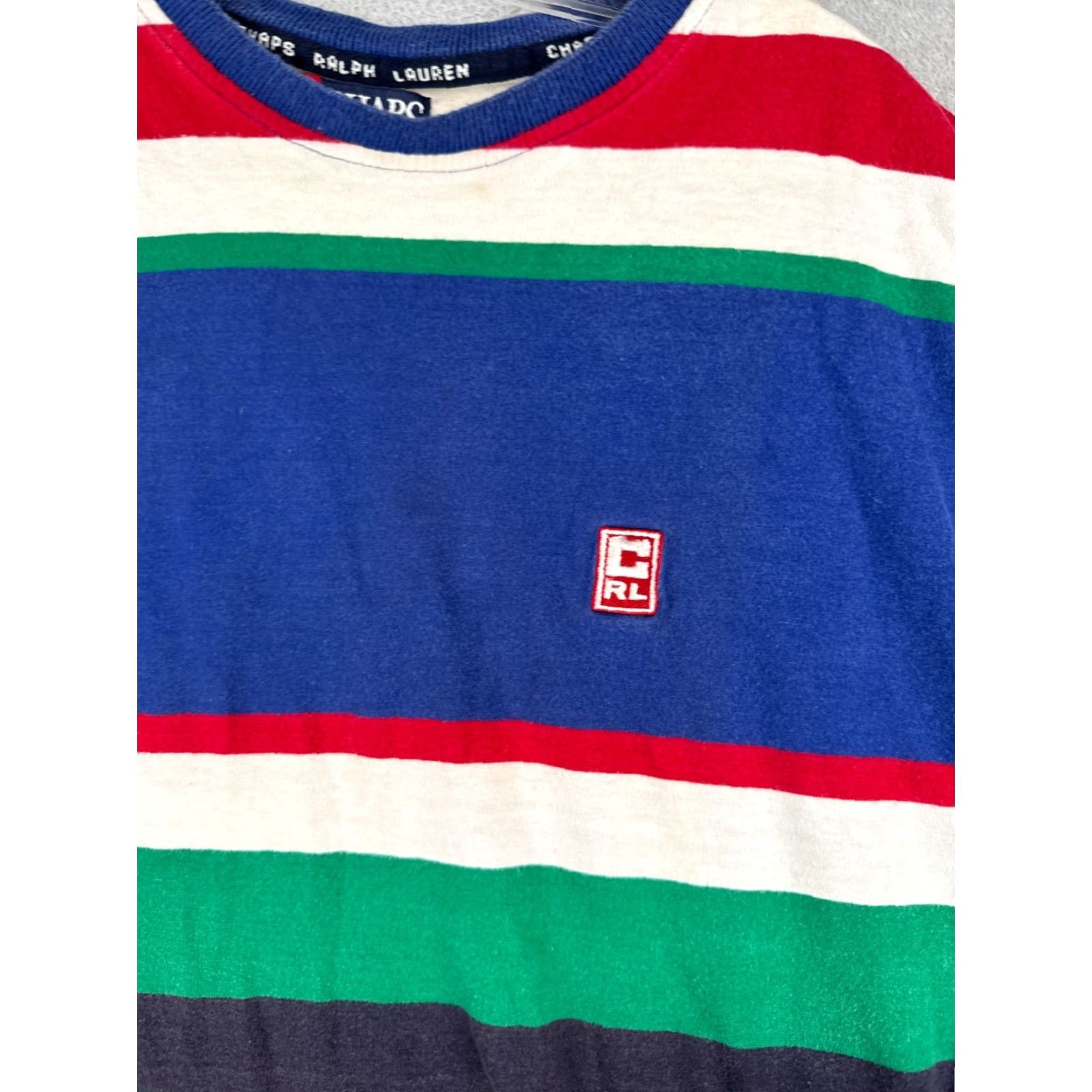 Chaps VINTAGE Chaps Ralph Lauren Shirt Men XL Blue Red Stripe Crew Neck 100% Cotton T-Shirt Logo All Seasons Size US XL / EU 56 / 4 - 6 Thumbnail