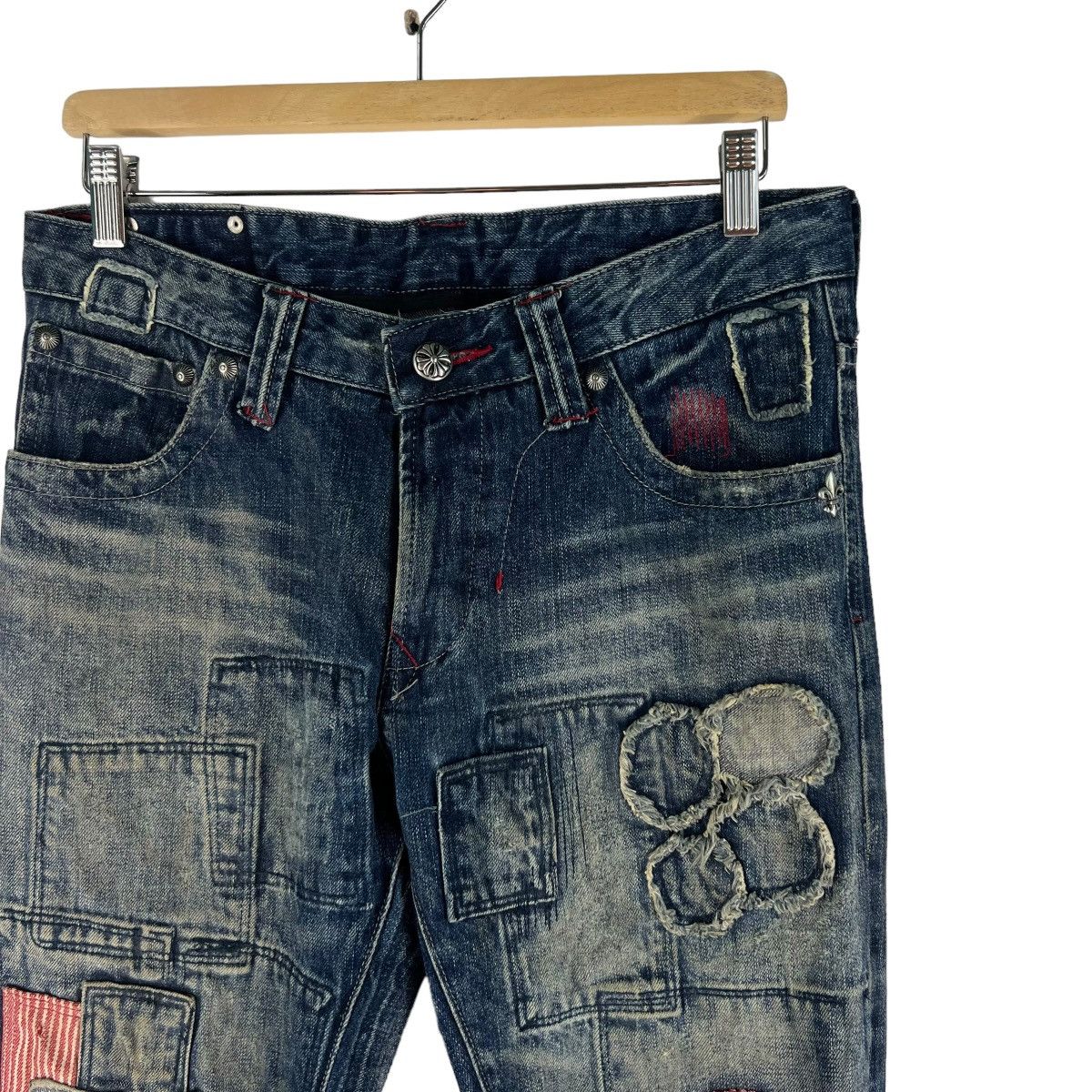 Hysteric Glamour 🔥ARMY OF ME BOWCUT PATCHWORK DENIM JEANS RARE DESIGN Size US 34 / EU 50 - 5 Thumbnail