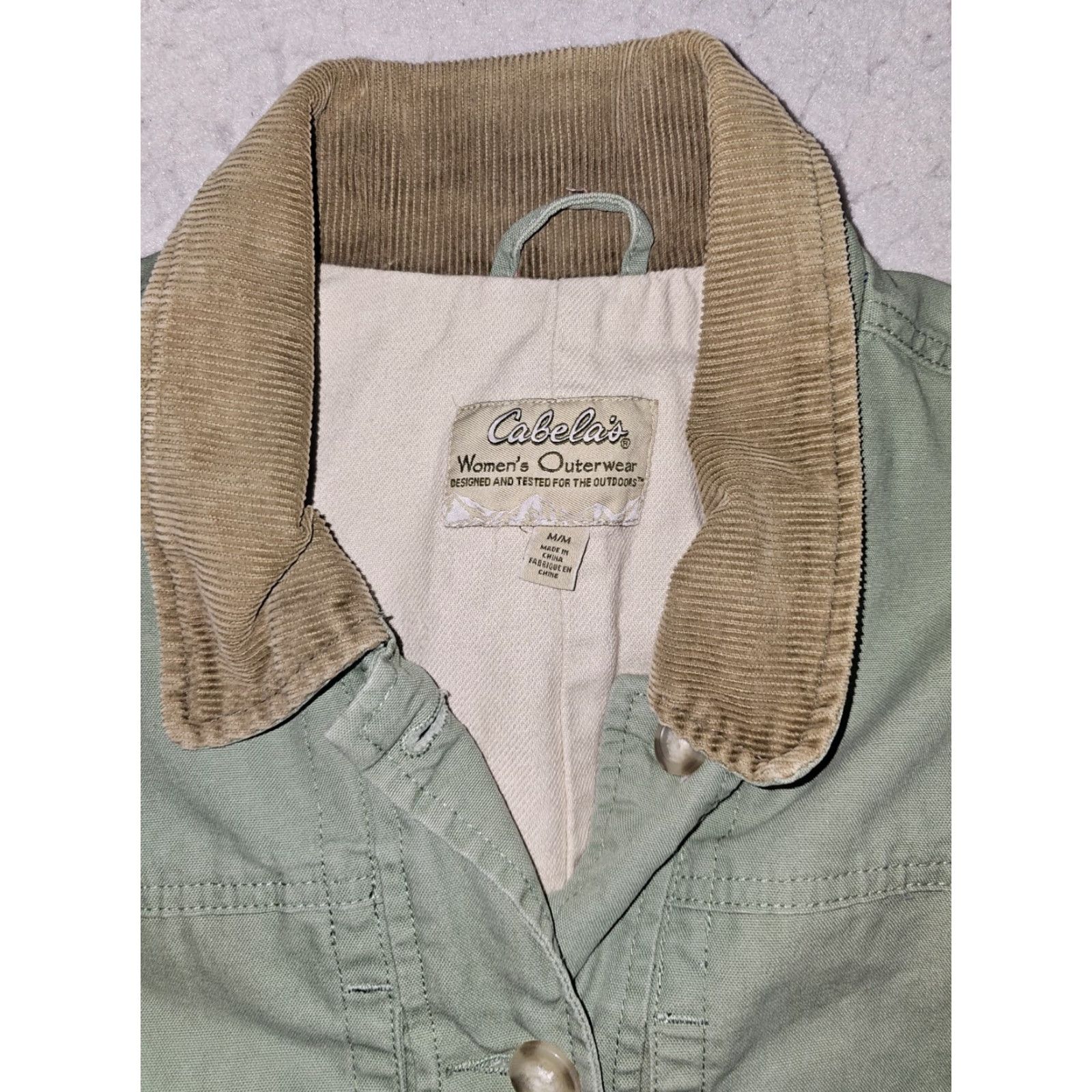 Vintage VINTAGE Cabela's Chore Coat Jacket Womens M Green Canvas Lined Corduroy Collar Size M / US 6-8 / IT 42-44 - 3 Thumbnail