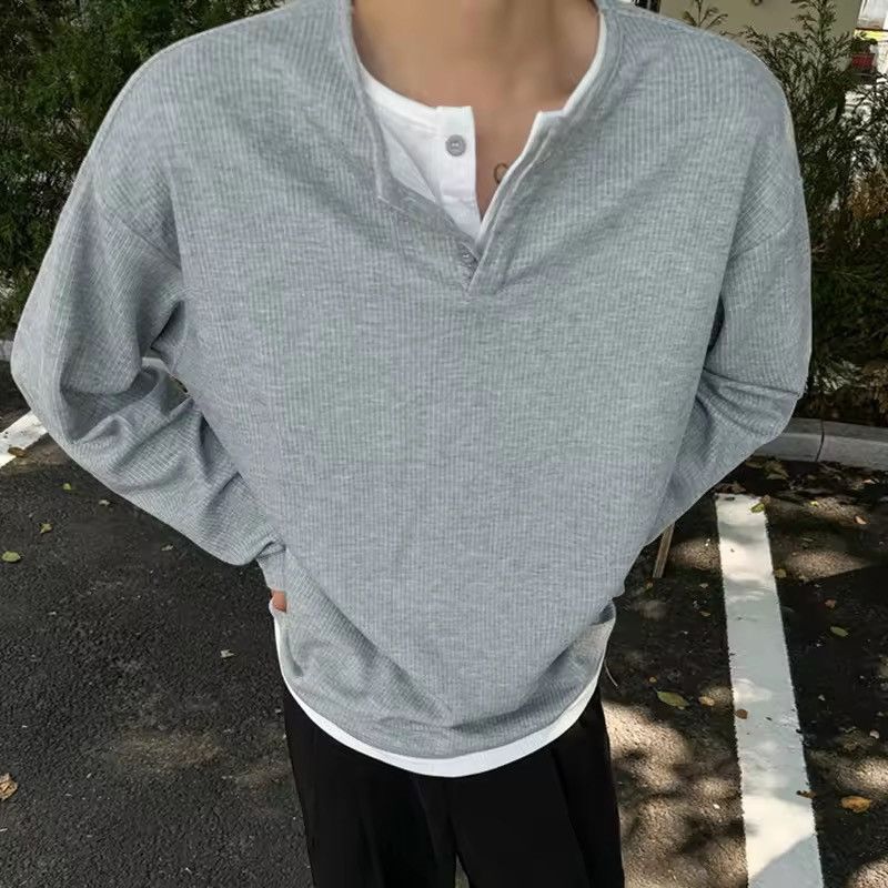 Japanese Brand Double Layer Patchwork Round Collar Long Sleeve Tee Size US XL / EU 56 / 4 - 7 Thumbnail