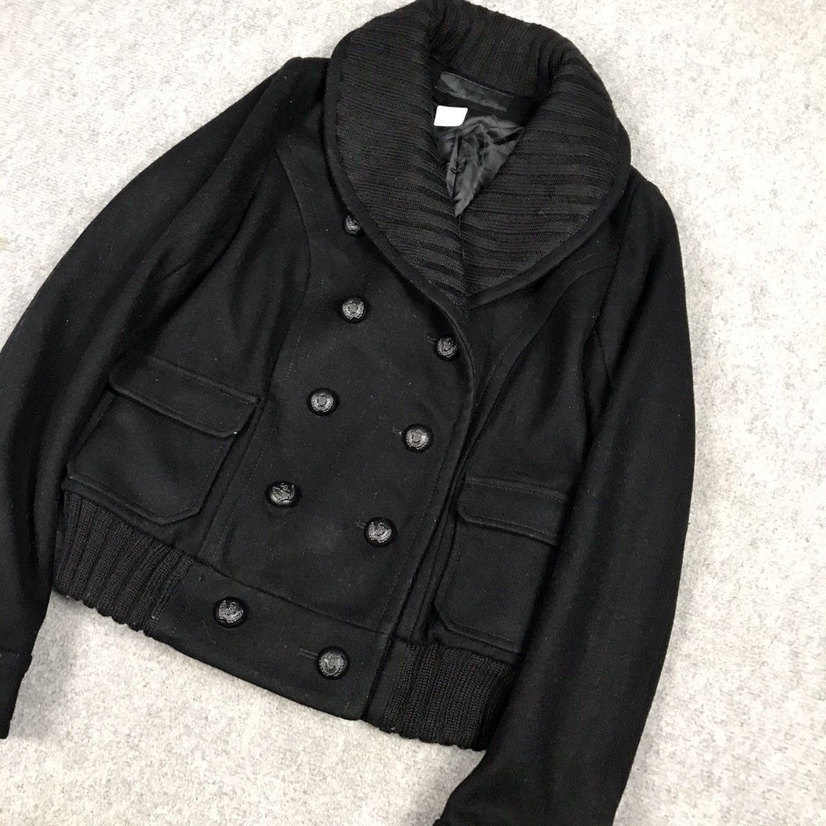 Japanese Brand × MOUSSY MOUSSY BLACK WOOL DOUBLE BREASTED JACKET Size US S / EU 44-46 / 1 - 4 Thumbnail