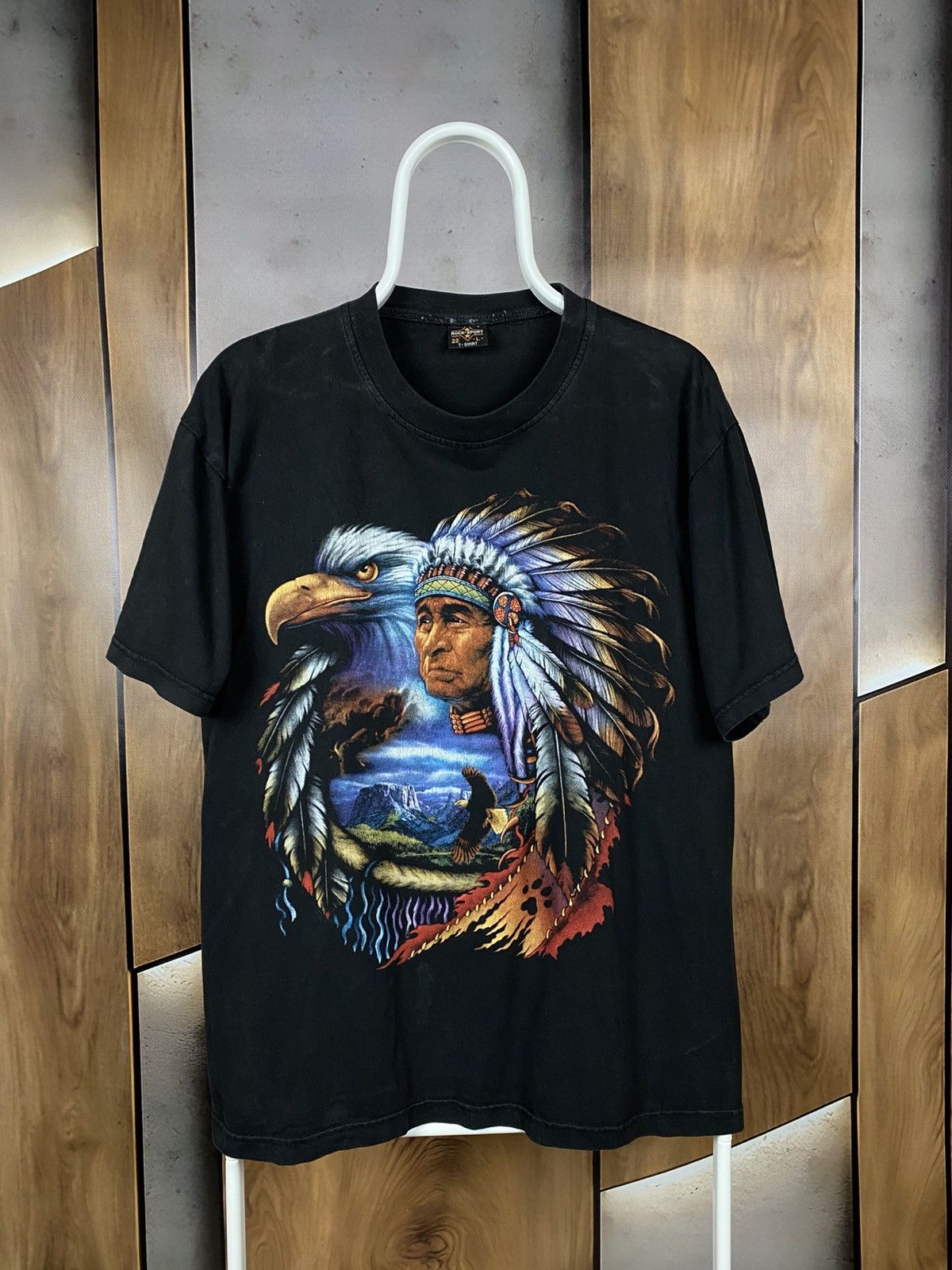Vintage 🦅Vintage 90s T-Shirt Rock Eagle Stitch Double Side VTG Tee🦅 Size US L / EU 52-54 / 3 - 1 Thumbnail