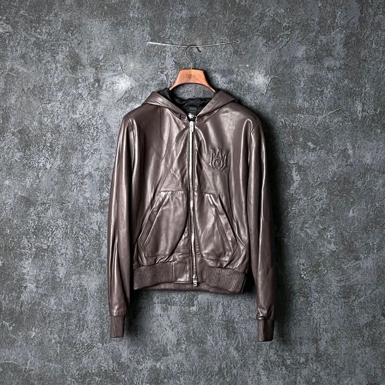 Amiri AmiriCoffee-colored sheepskin hooded leather jacket 2503-Ne Size US M / EU 48-50 / 2 - 1 Thumbnail