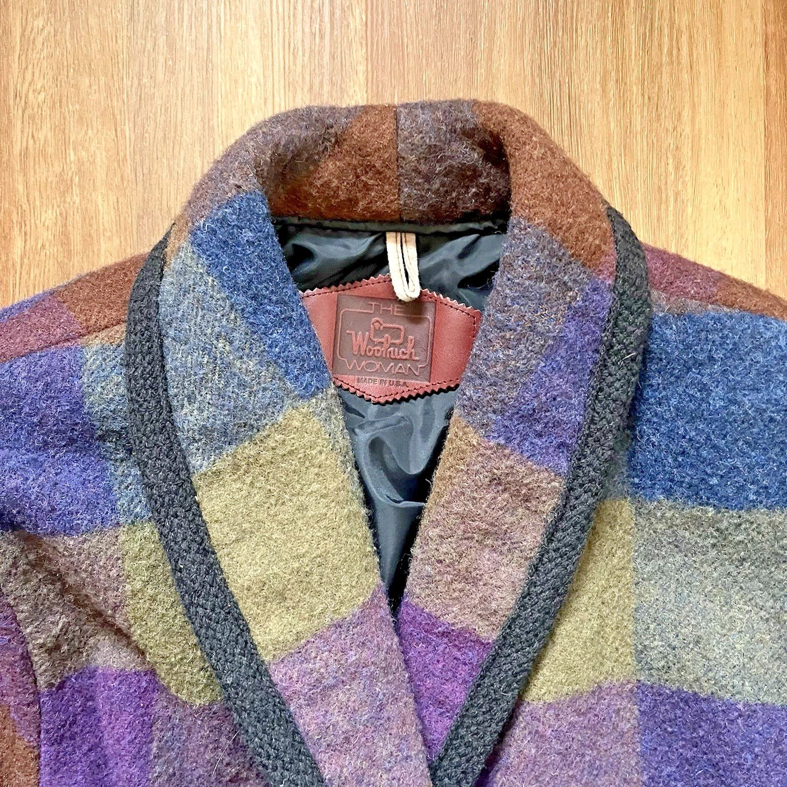 Woolrich Woolen Mills Rare ColorBlock USA Blanket Coat Brown Purple Blue Burgundy Size M / US 6-8 / IT 42-44 - 3 Thumbnail
