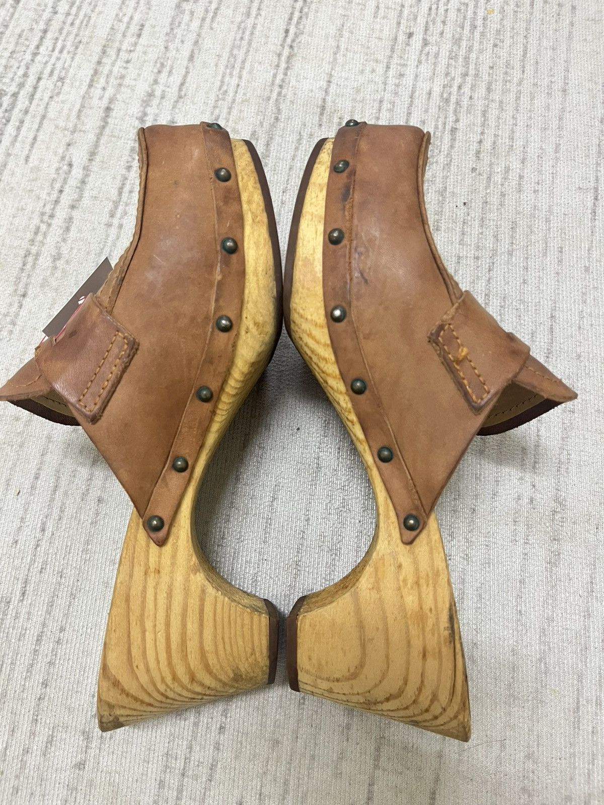 Miu Miu Miu miu leather wood sandal Size US 4.5 / IT 34.5 - 9 Thumbnail