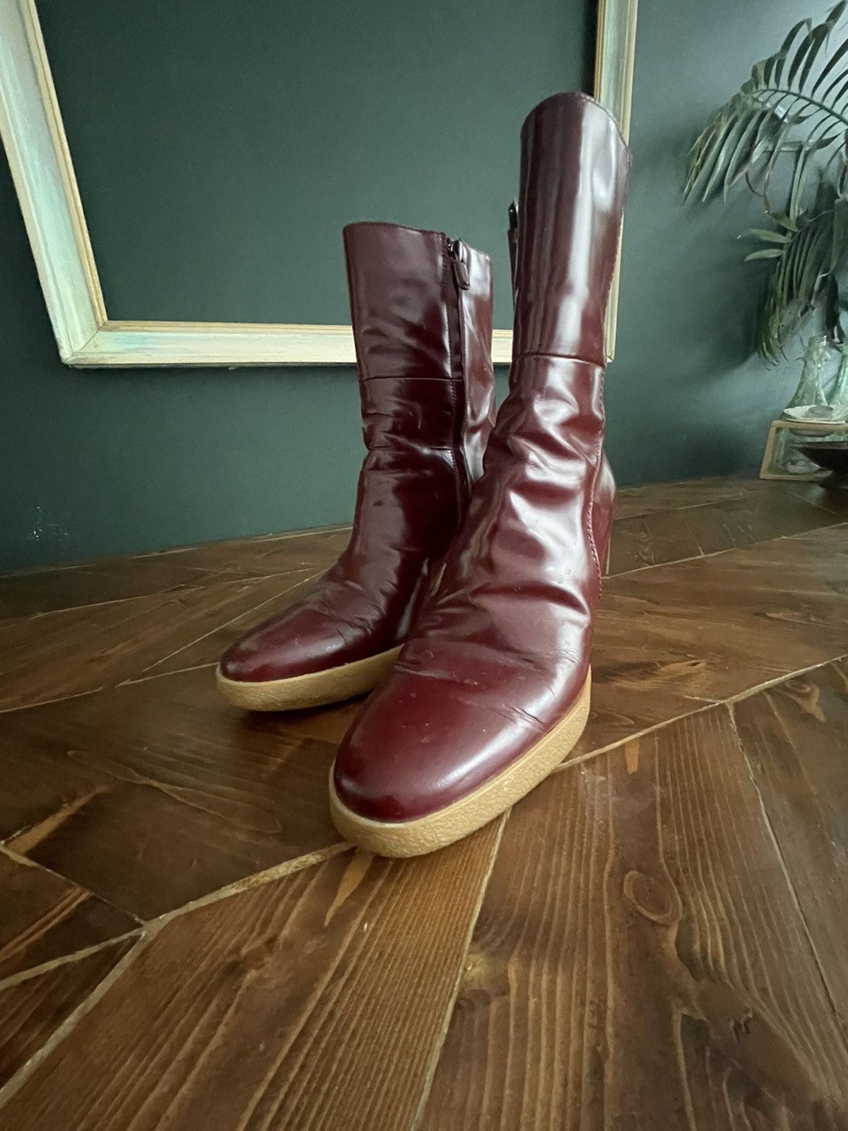 image of Tods Burgundy Ankle Boots in Red, Women's (Size 7.5)