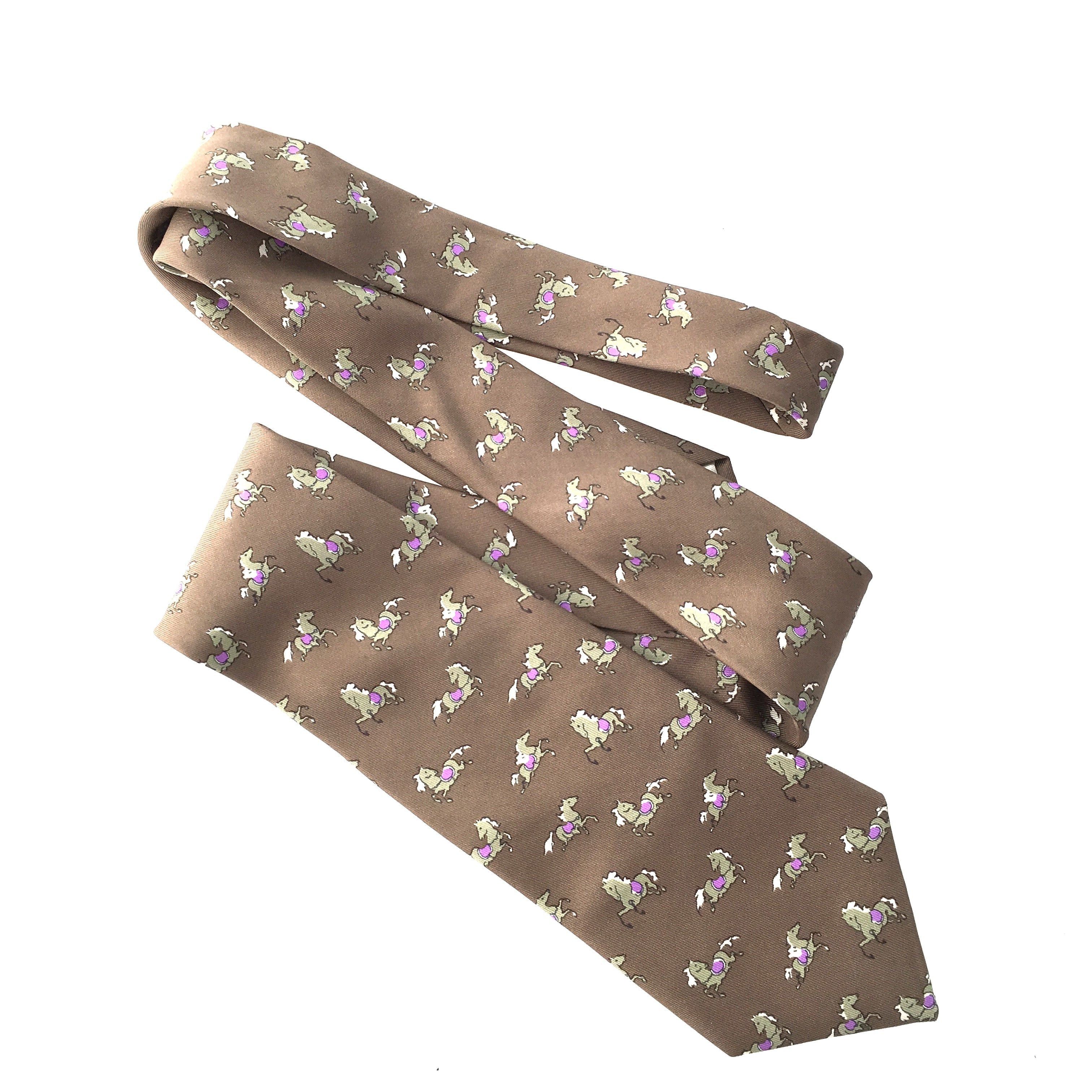 image of Hermes Tie In Brown Silk, Men's