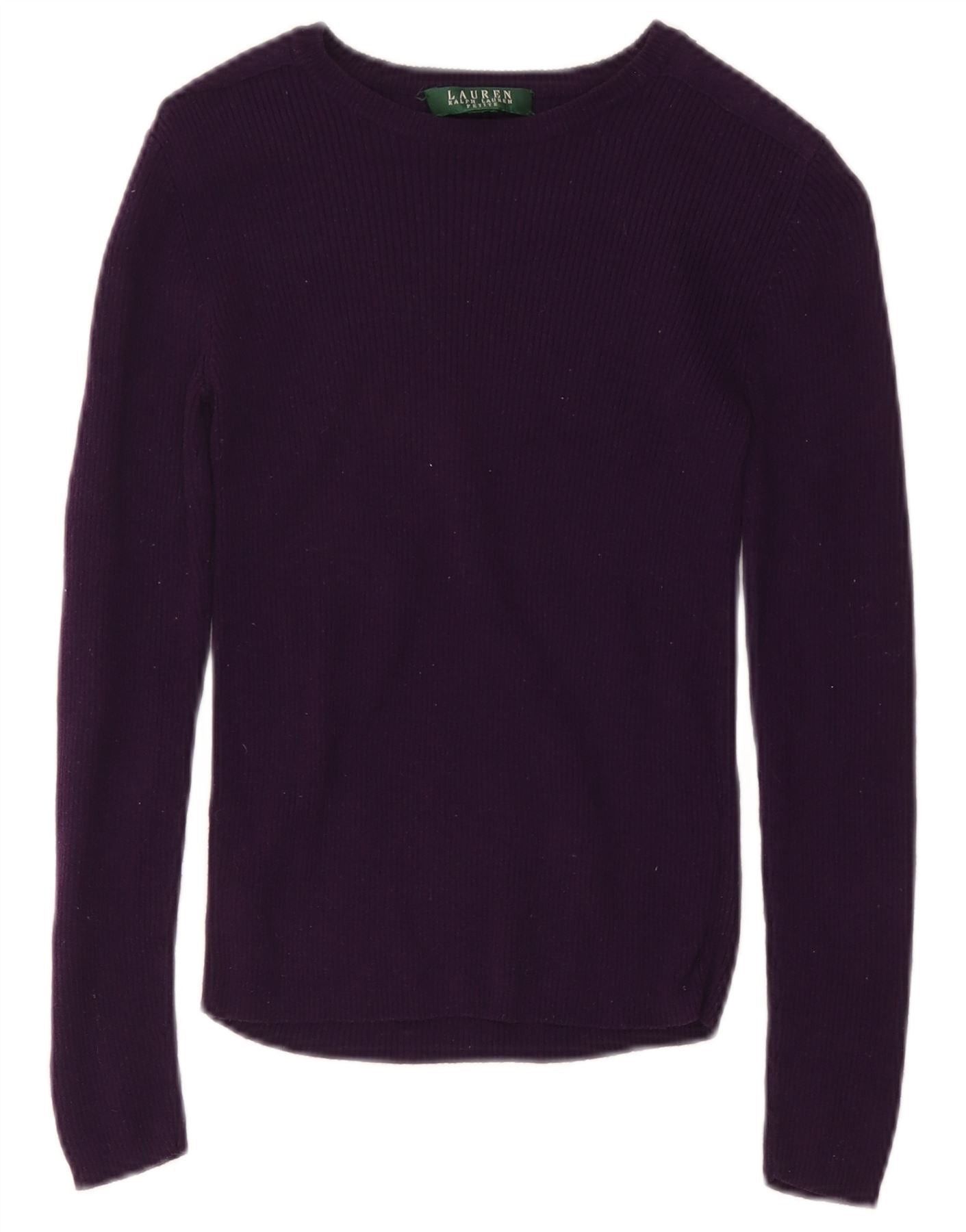 Ralph Lauren Womens Crop Boat Neck Jumper Sweater UK 10 Small Purple Size XS / US 0-2 / IT 36-38 - 1 Thumbnail