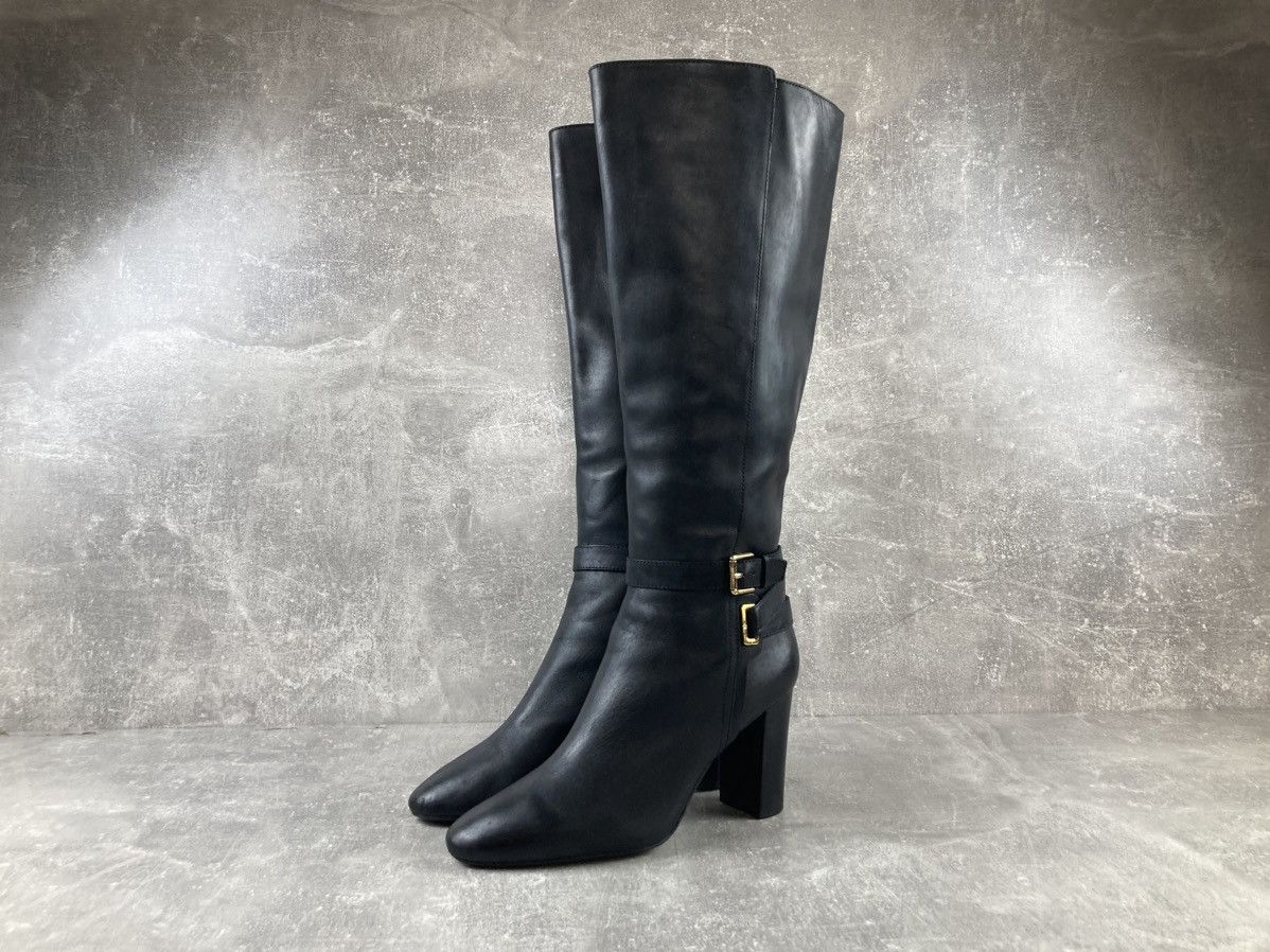 Lauren Ralph Laurent Black Leather Hi Avant Garde Heel Shoes Boots, Women's (Size 9.5)
