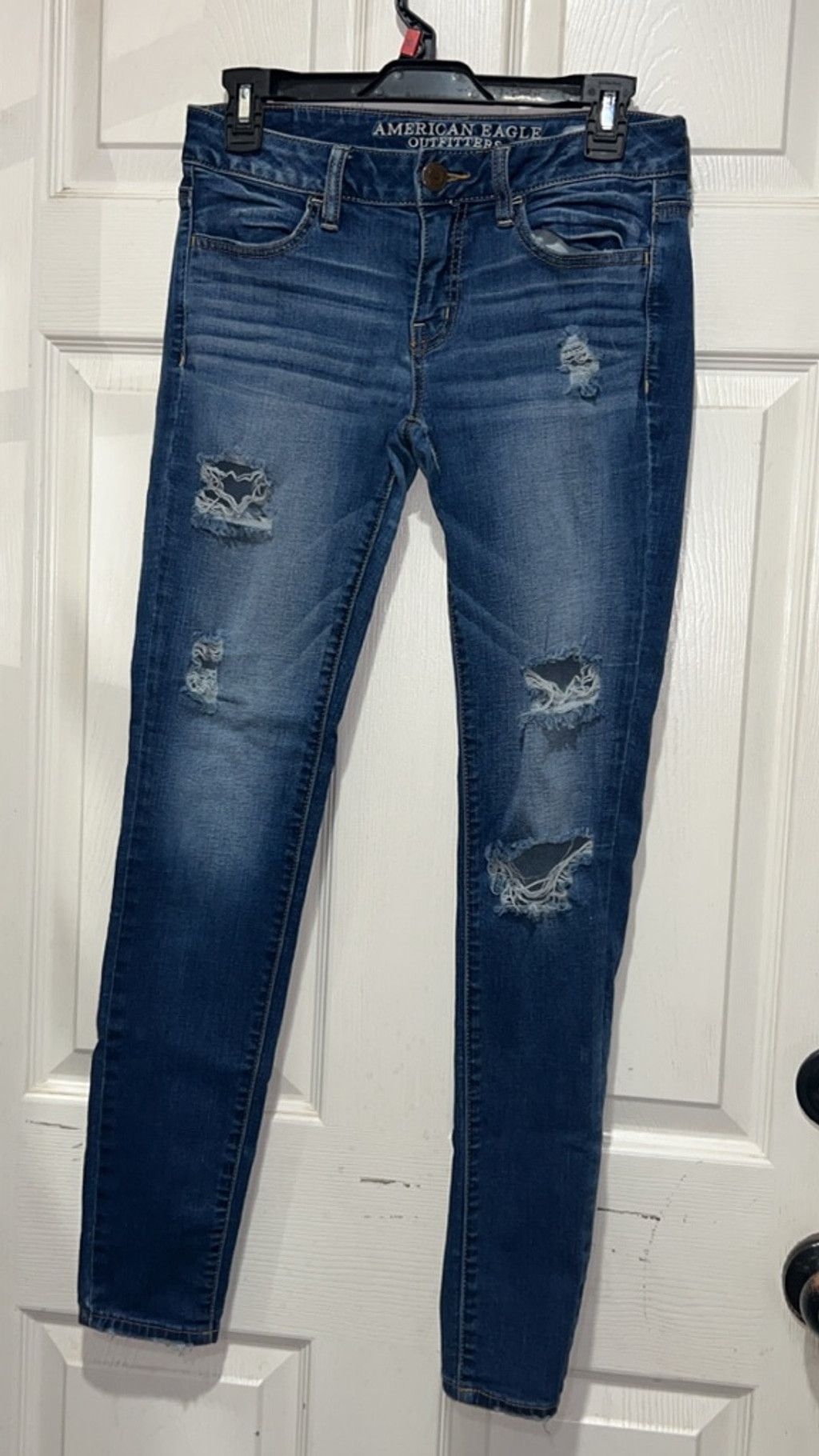 American Eagle Outfitters Women's American Eagle Outfitters Blue Distressed Jeggings S Size 27" / US 4 / IT 40 - 2 Thumbnail